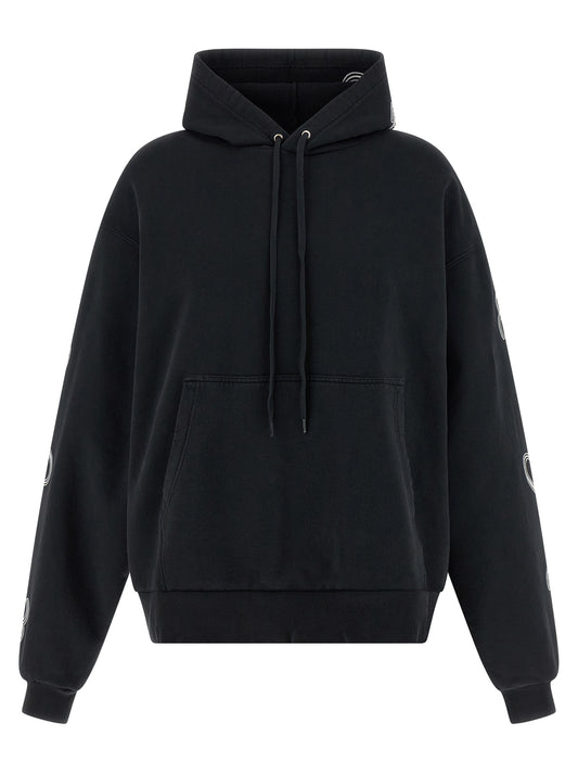 Sweatshirt Hoodie by Balenciaga for women in cotton black features an luminous silhouette, showcasing a sophisticated hooded neckline and long-sleeve for a truly luminous look.