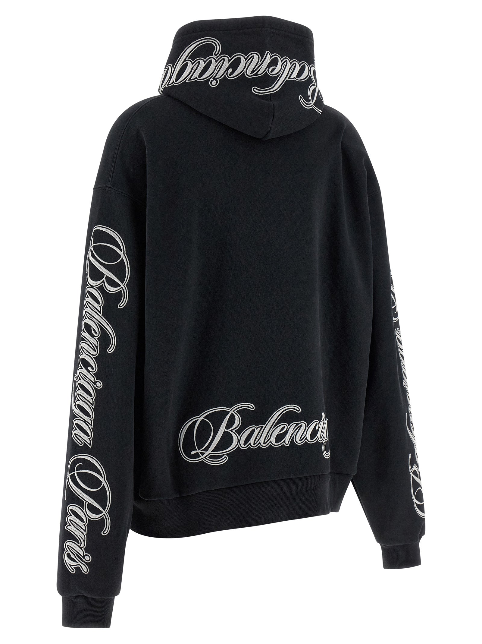Sweatshirt Hoodie by Balenciaga for women in cotton black features a edgy silhouette, detailed with a edgy hooded neckline and for a refined finish.