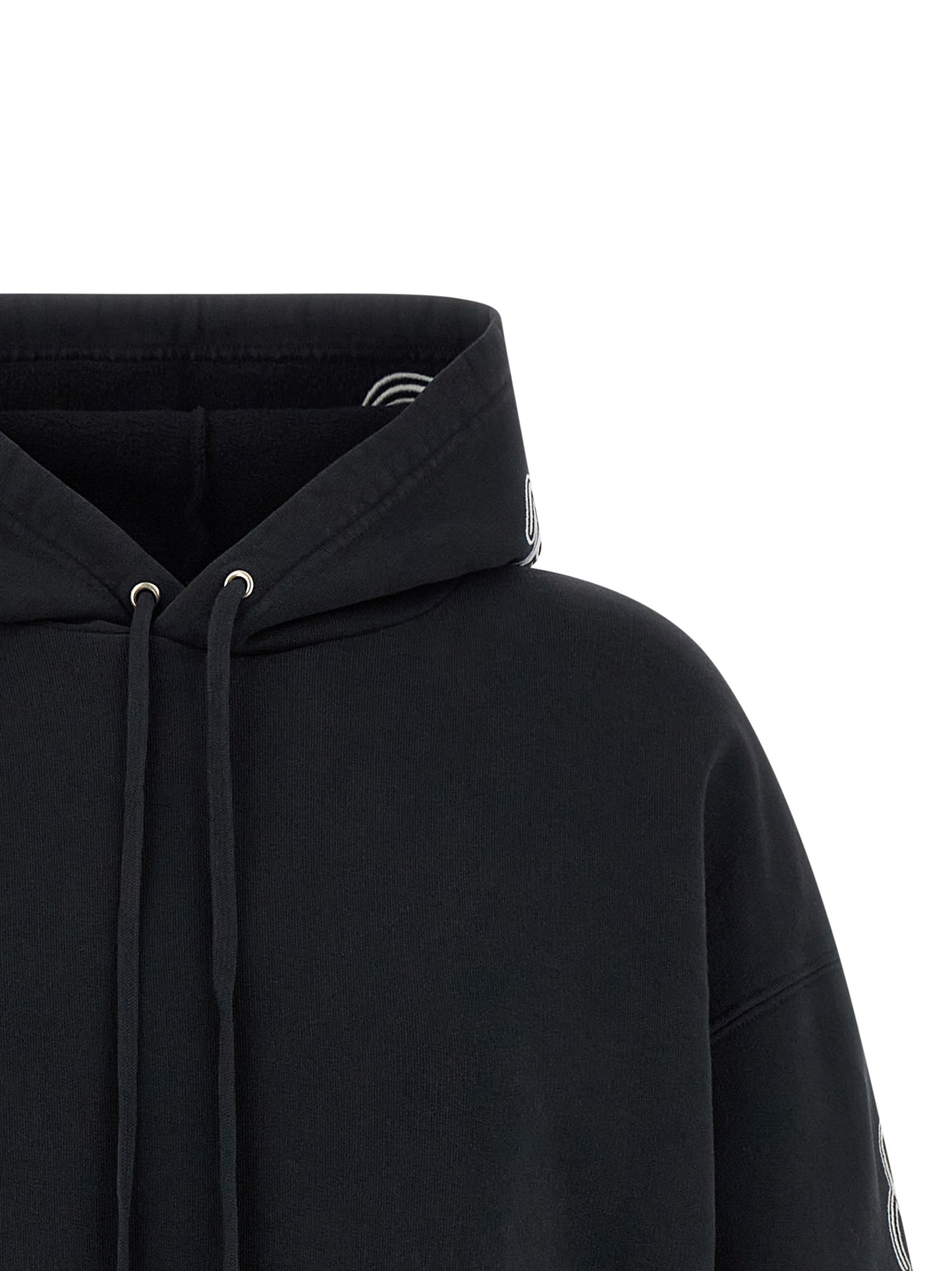 Sweatshirt Hoodie by Balenciaga for women in cotton black features an dramatic silhouette, showcasing a sophisticated hooded neckline and dramatic for a refined, modern aesthetic.