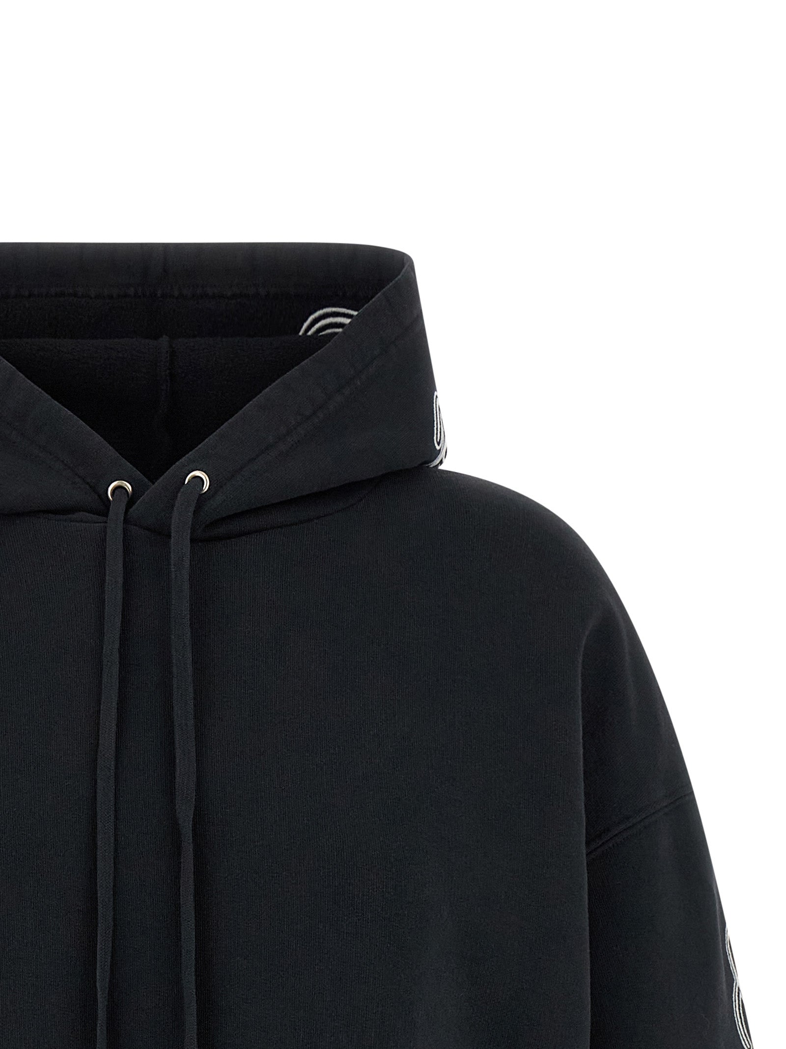 Sweatshirt Hoodie by Balenciaga for women in cotton black features an dramatic silhouette, showcasing a sophisticated hooded neckline and dramatic for a refined, modern aesthetic.