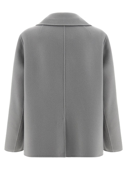 Blazer by S Max Mara for women in virgin wool gray presents a distinguished silhouette, detailed with a distinguished lapel neckline and distinctive for a truly sophisticated finish.