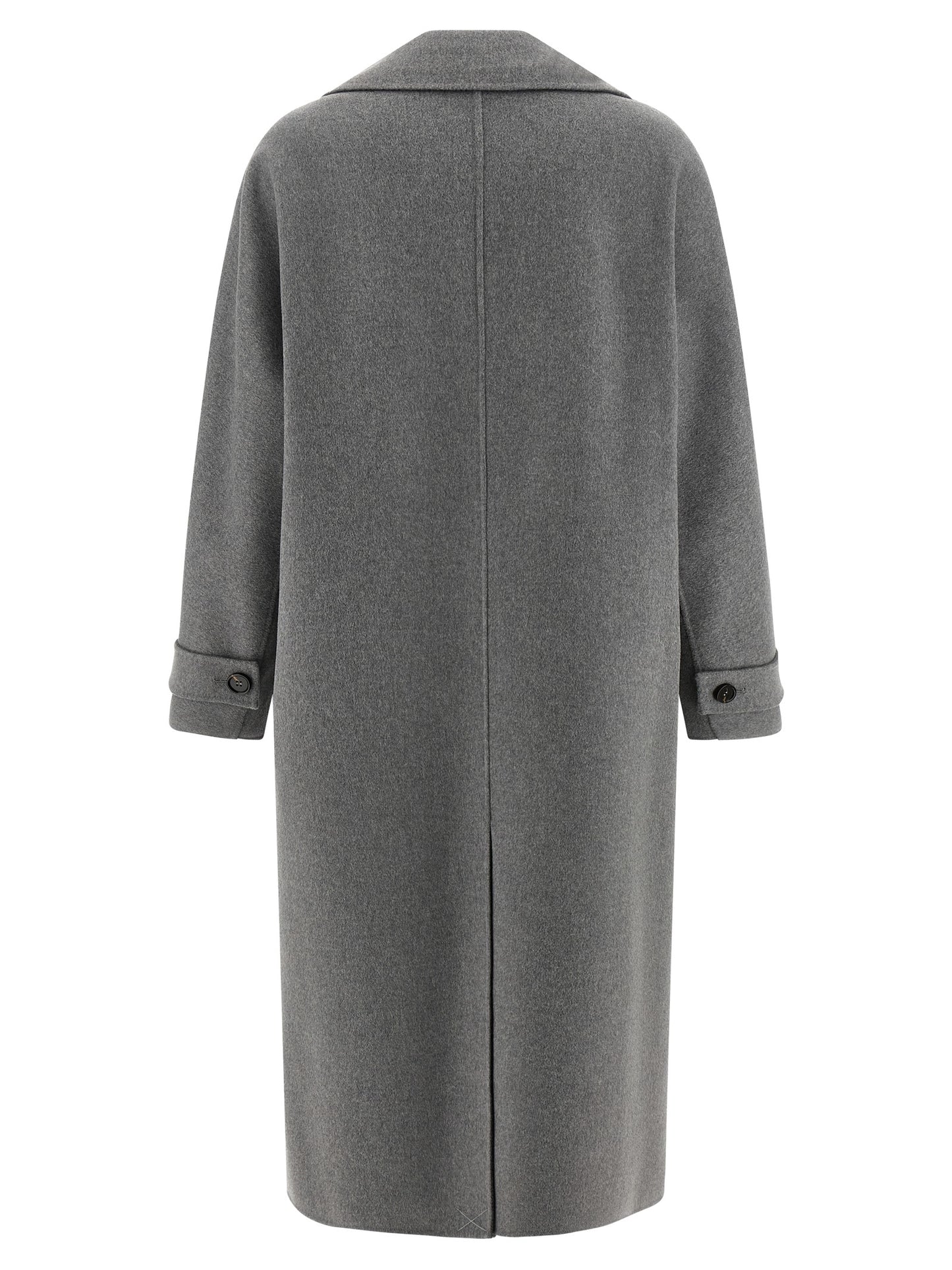 Overcoat by S Max Mara for women in virgin wool gray features an satoral silhouette, showcasing a sophisticated split lapel neckline and satoral lightweight for a premium, timeless look.