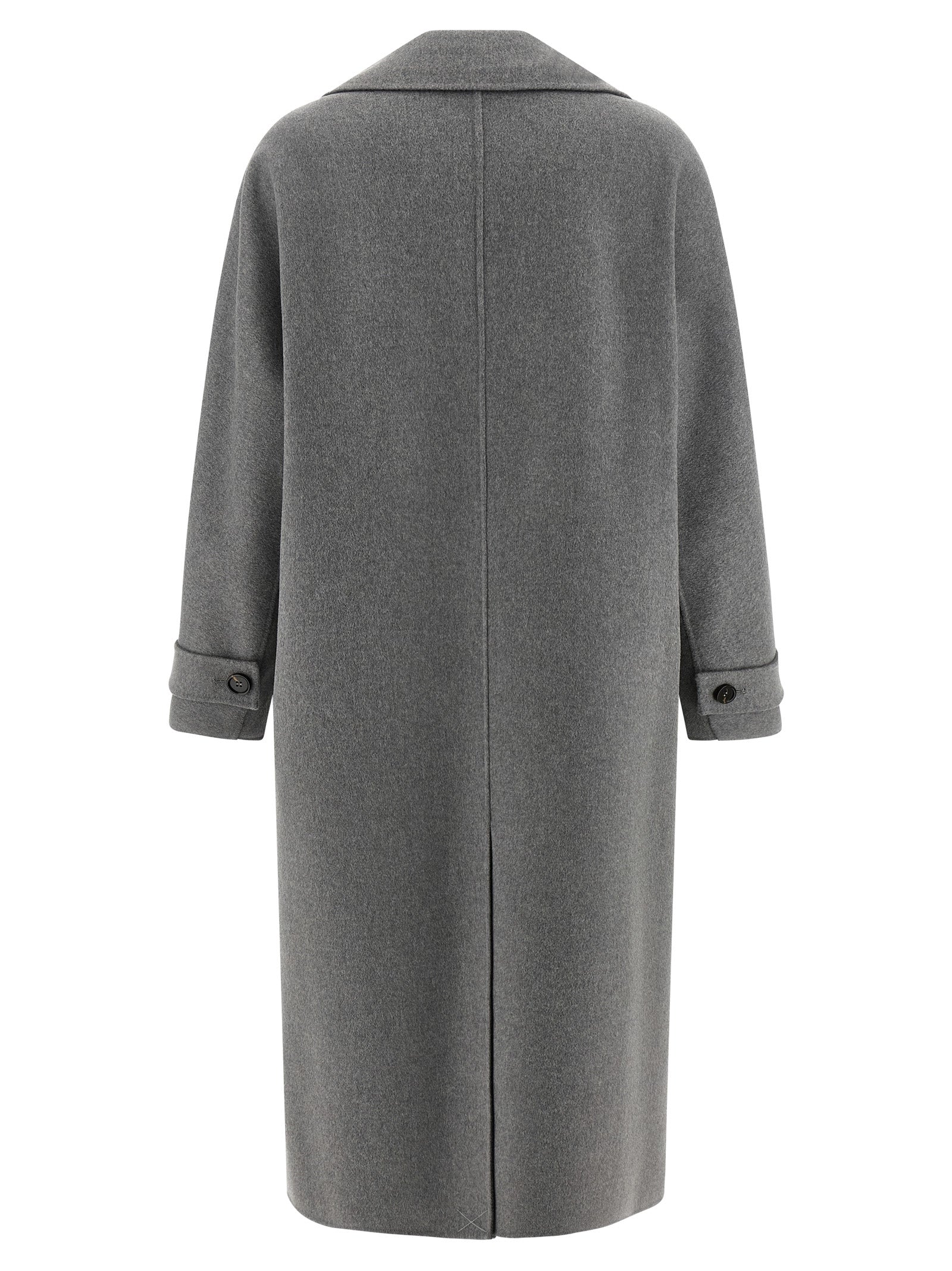 Overcoat by S Max Mara for women in virgin wool gray features an satoral silhouette, showcasing a sophisticated split lapel neckline and satoral lightweight for a premium, timeless look.