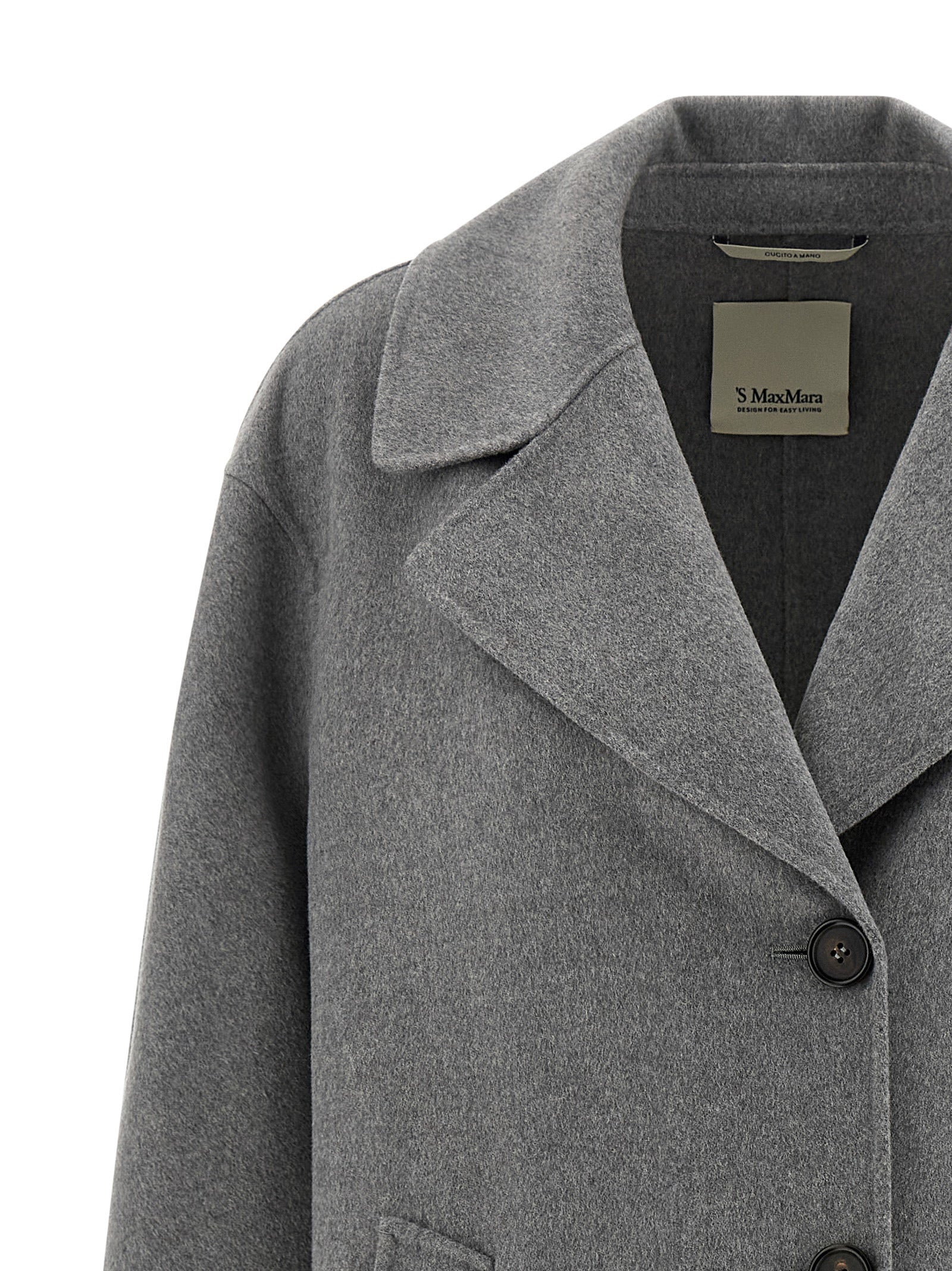 Overcoat by S Max Mara for women in virgin wool gray presents a luxurious silhouette, showcasing a luxurious split lapel neckline and sophisticated lightweight for a premium, luxurious look.