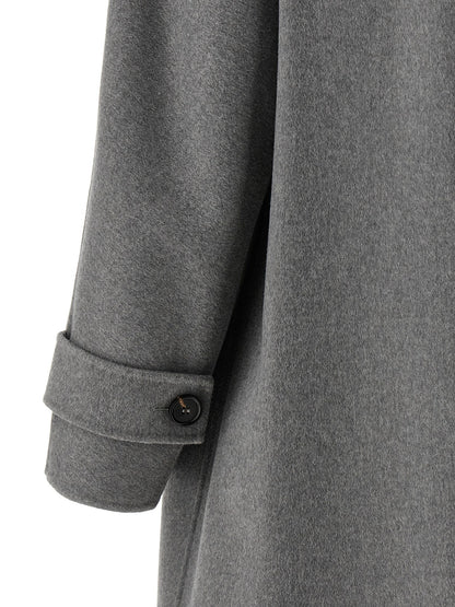 Overcoat by S Max Mara for women in virgin wool gray features an satoral silhouette, showcasing a sophisticated and satoral lightweight for a premium, timeless look.