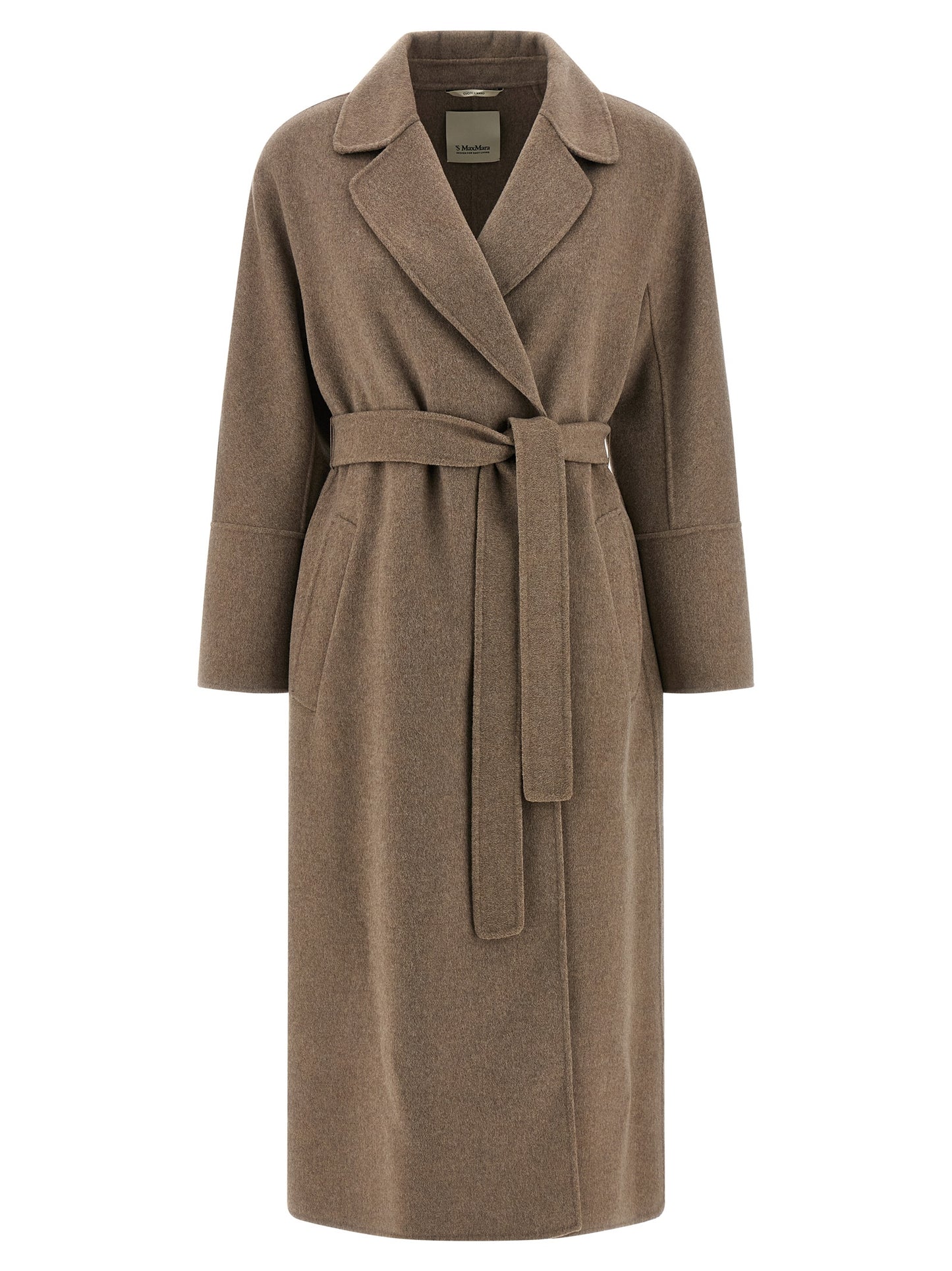 Overcoat by S Max Mara for women in virgin wool brown features a cosy chic silhouette, artfully detailed with a sophisticated lapel neckline and premium pockets for a cosy chic finish.