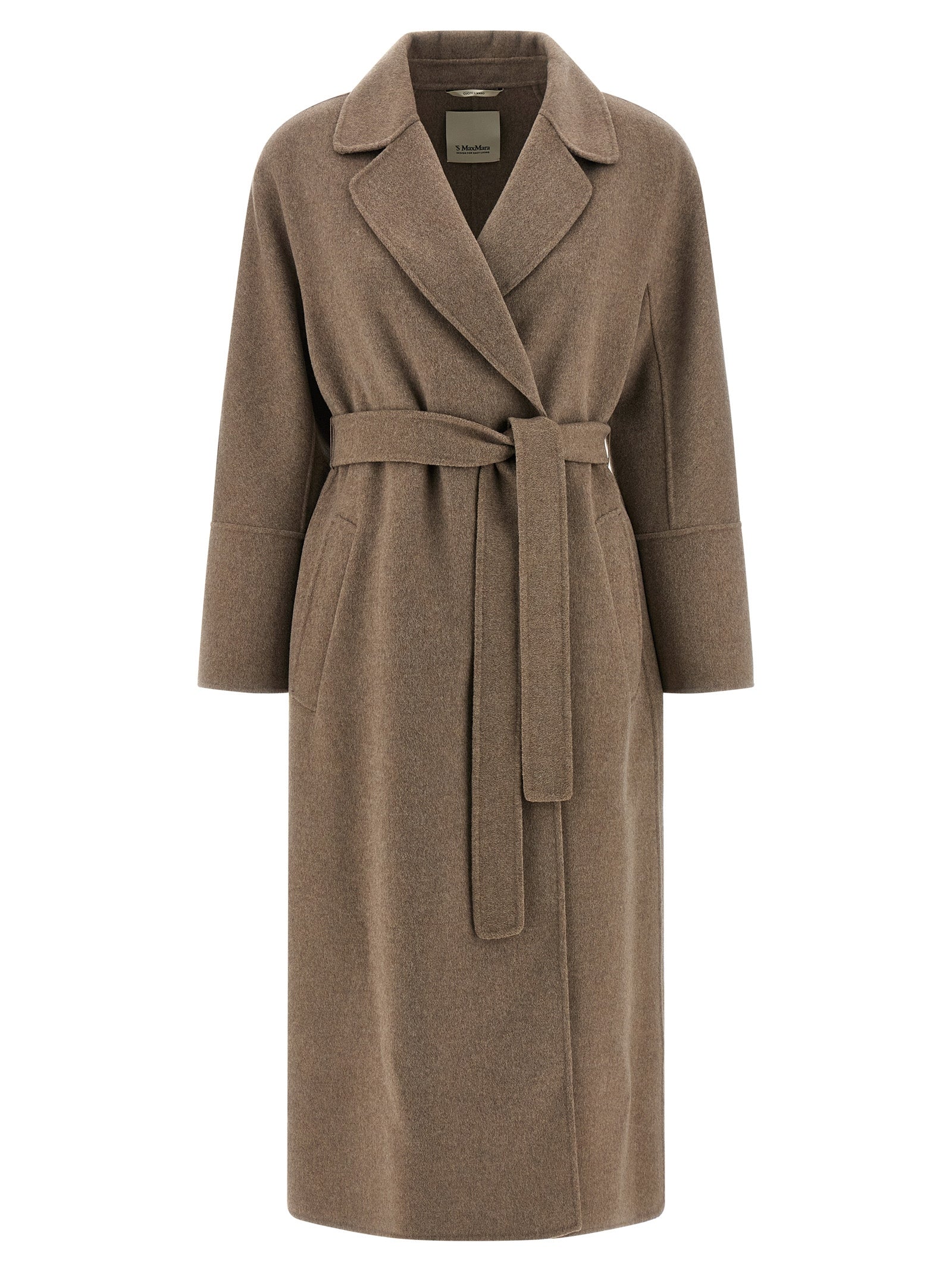 Overcoat by S Max Mara for women in virgin wool brown features a cosy chic silhouette, artfully detailed with a sophisticated lapel neckline and premium pockets for a cosy chic finish.