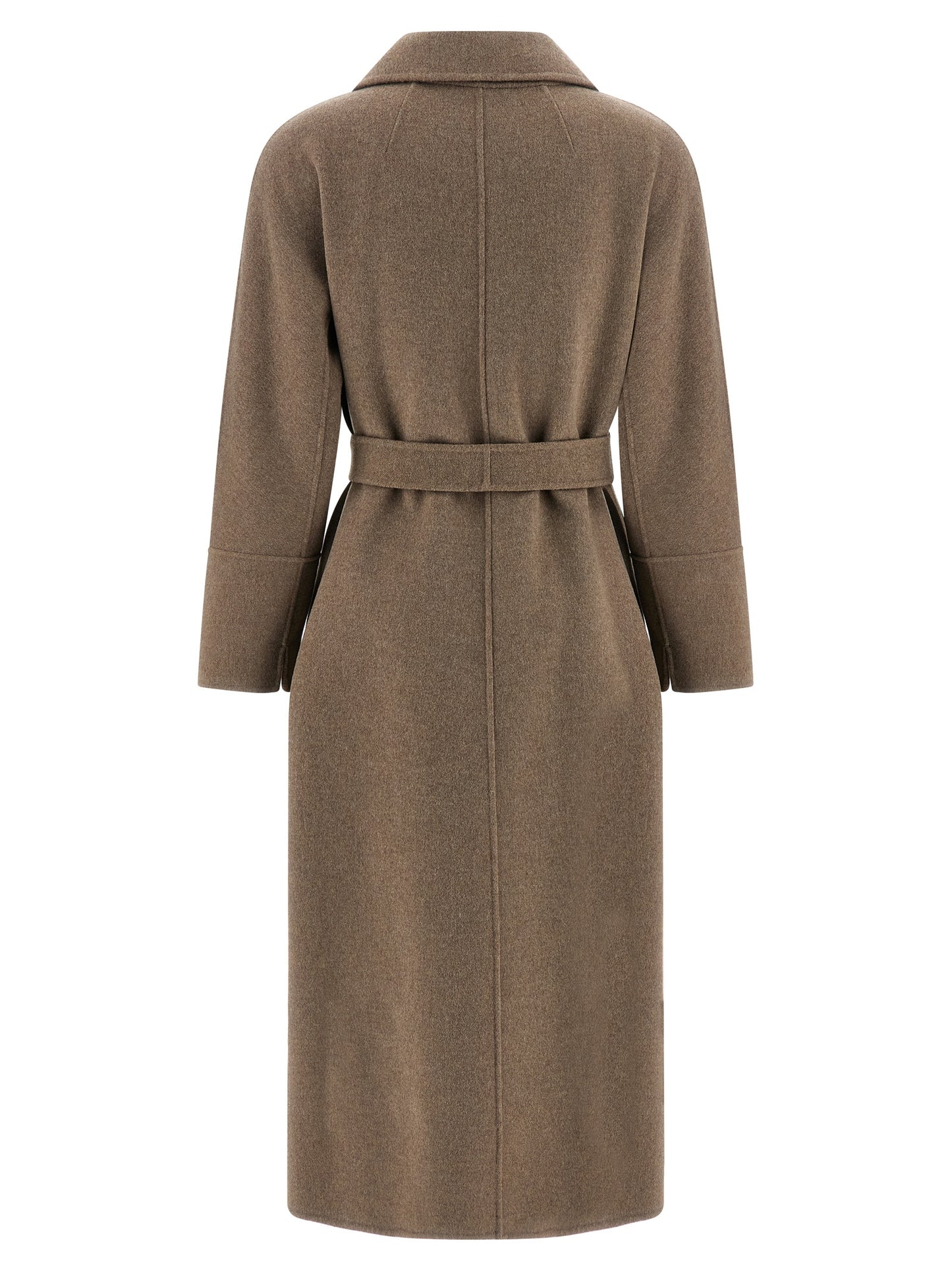Overcoat by S Max Mara for women in virgin wool brown presents a luxurious silhouette, showcasing a luxurious lapel neckline and sophisticated pockets for a premium, luxurious look.
