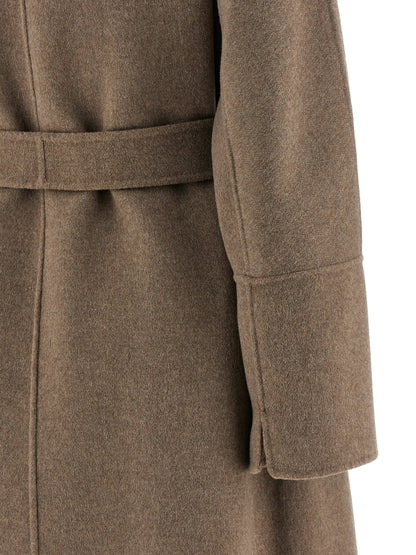 Overcoat by S Max Mara for women in virgin wool brown features an voluminous silhouette, showcasing distinct pockets and a voluminous for a truly voluminous aesthetic.