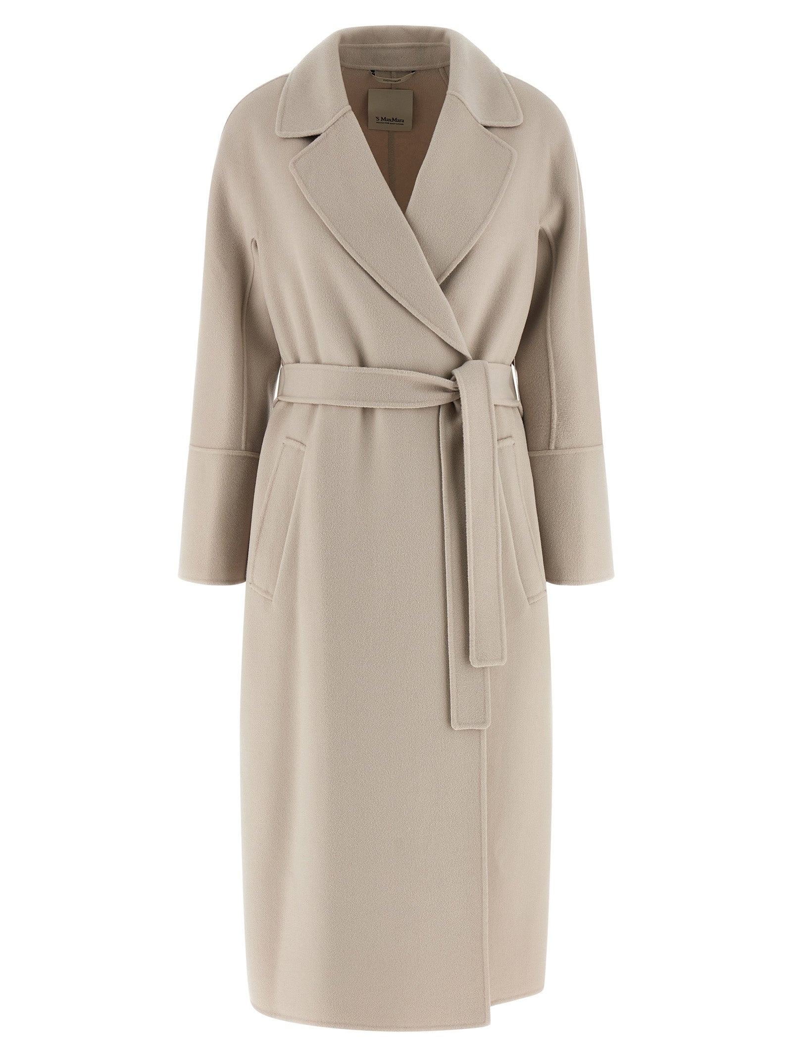Trench Coat by S Max Mara for women in virgin wool beige showcases a contemporary silhouette, detailed with a contemporary lapel neckline and distinctive for a truly contemporary finish.
