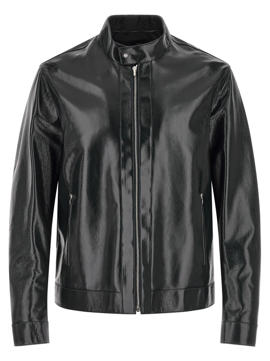 Jacket by Fendi for men in lamb leather blue & signature features an utilitarian silhouette with a refined , showcasing sophisticated for an utilitarian aesthetic.