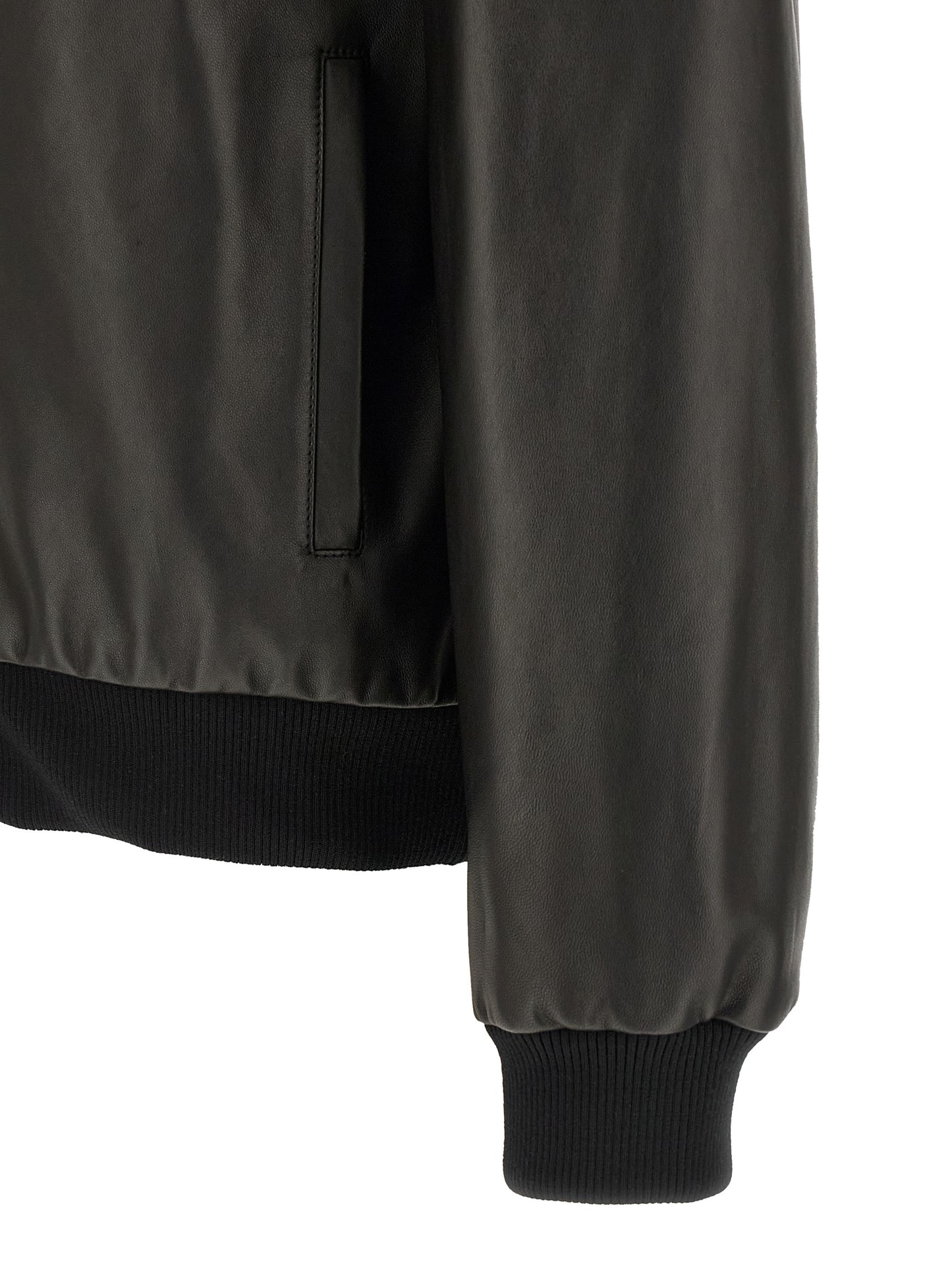 Jacket by Fendi for men in lamb leather black features a smart silhouette, perfectly accentuated by its unique shirt-collar neckline and functional pockets for a smart finish.