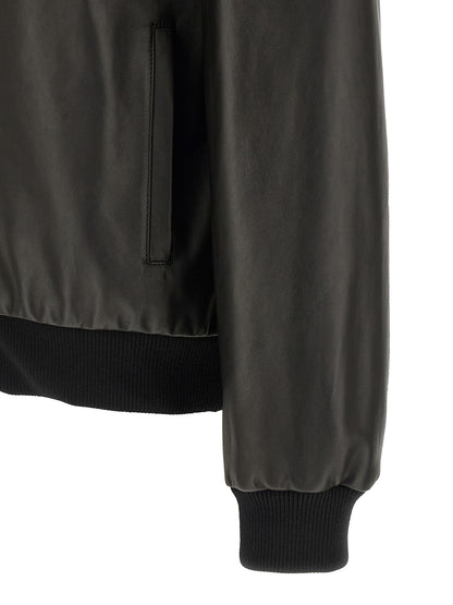 Jacket by Fendi for men in lamb leather black features a smart silhouette, perfectly accentuated by its unique shirt-collar neckline and functional pockets for a smart finish.