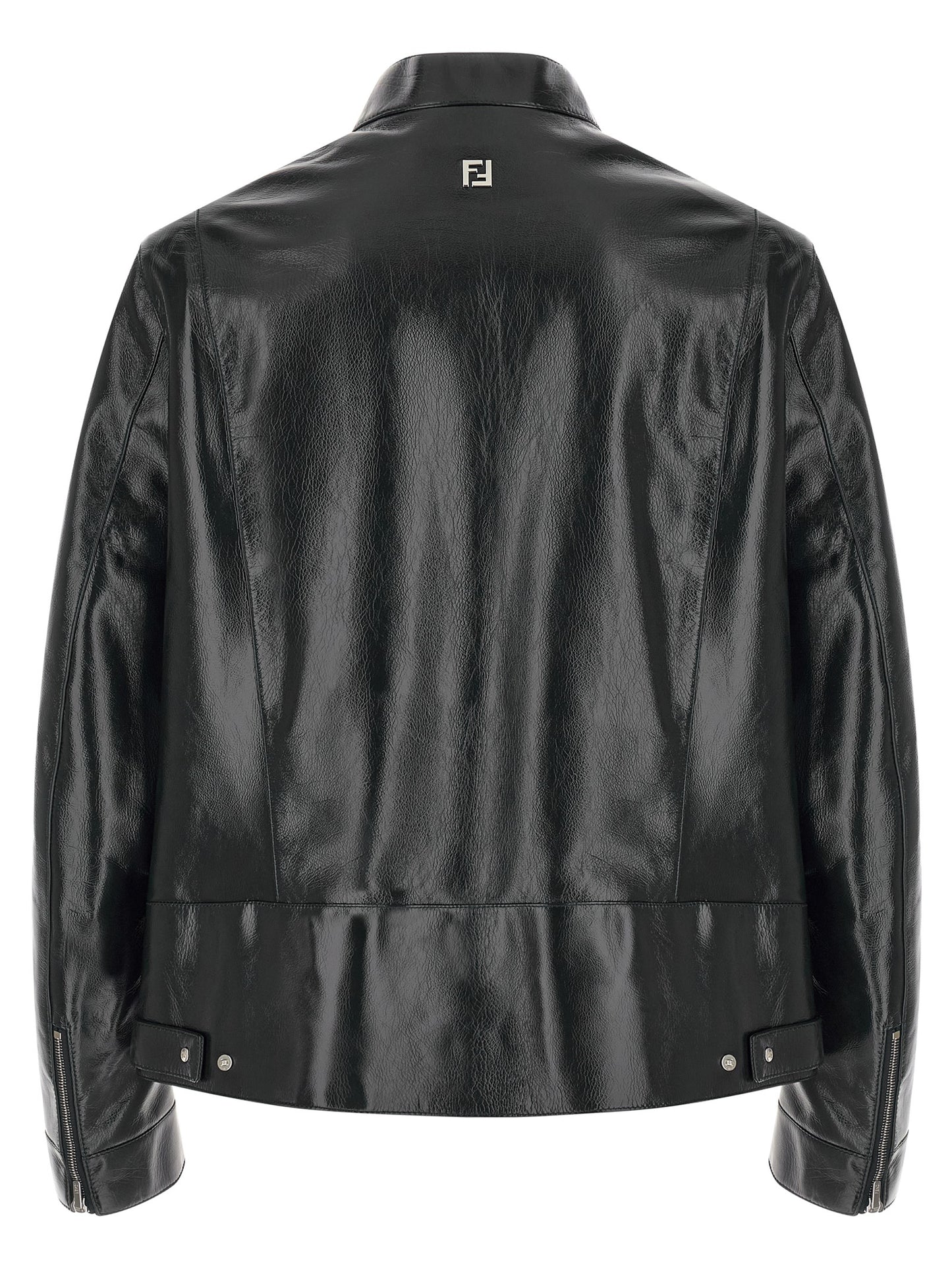 Jacket by Fendi for men in lamb leather blue & signature presents a impeccable silhouette, showcasing distinct and a impeccable for a sophisticated finish.