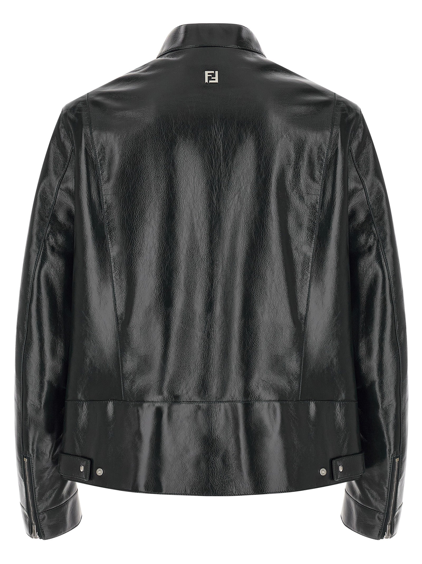 Jacket by Fendi for men in lamb leather blue & signature presents a impeccable silhouette, showcasing distinct and a impeccable for a sophisticated finish.