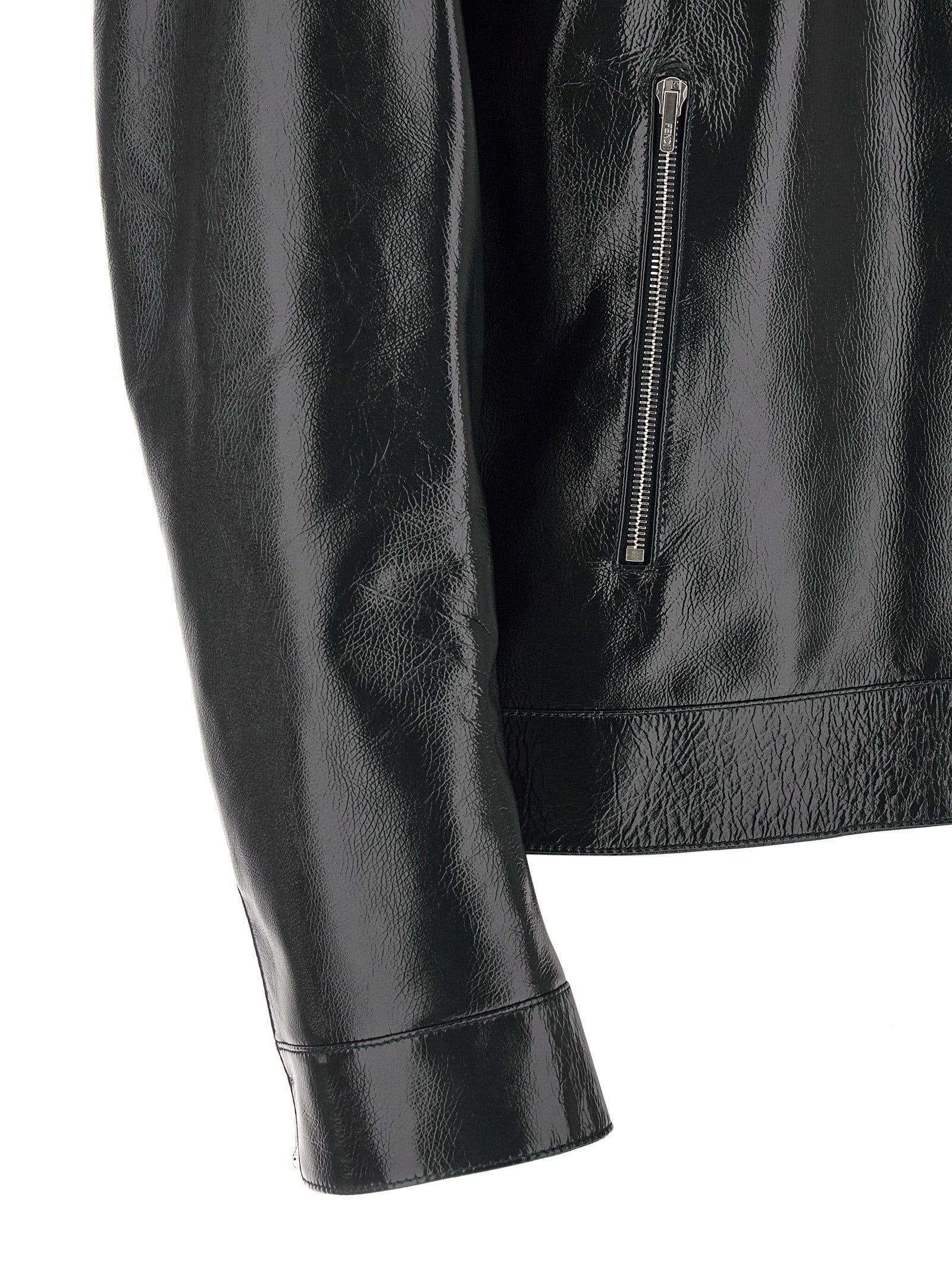 Jacket by Fendi for men in lamb leather blue & signature features an utilitarian silhouette with a refined , showcasing sophisticated for an utilitarian aesthetic.
