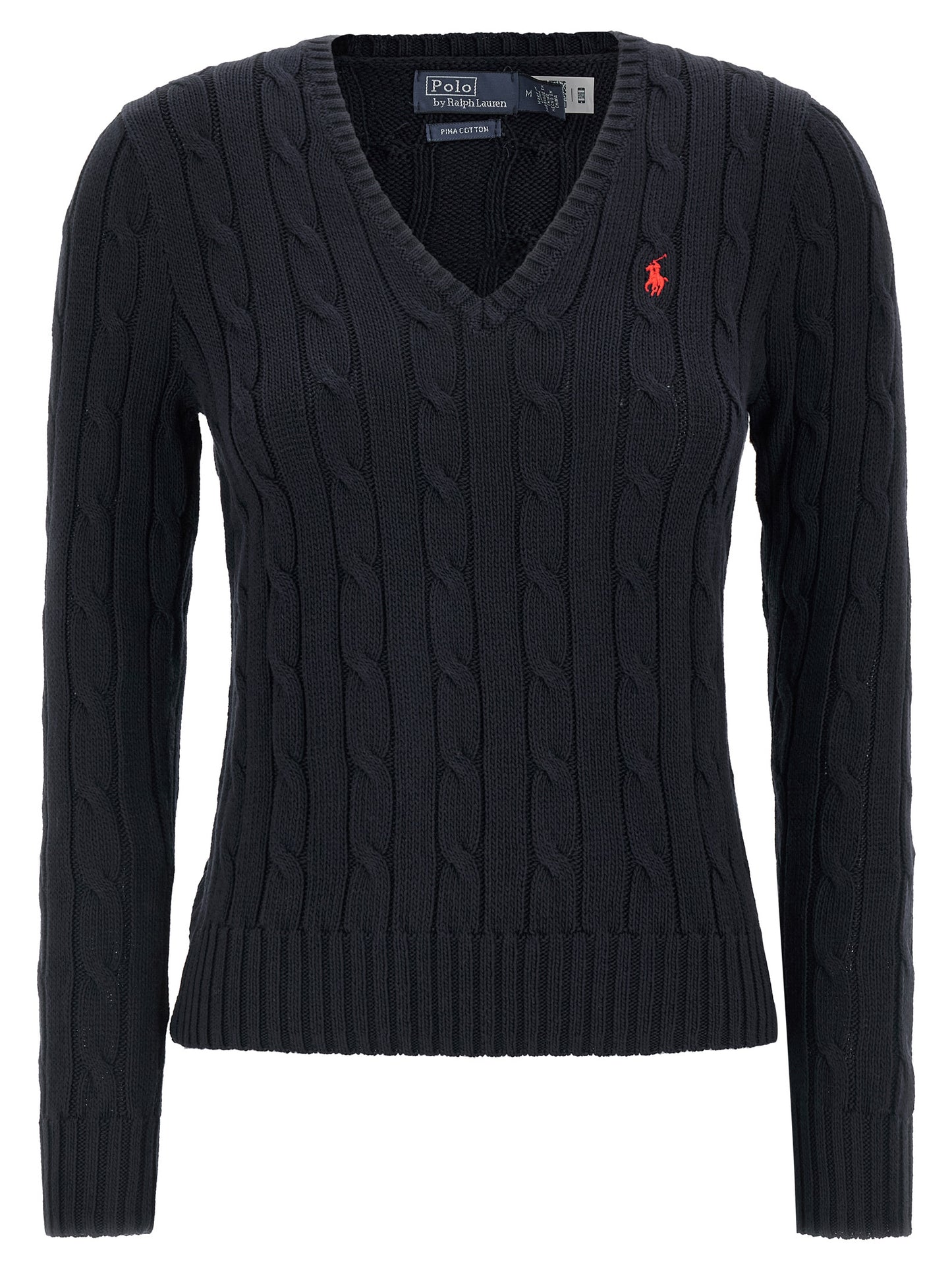 Cardigan by Polo Ralph Lauren for women in cotton blue, patterned & signature features an crisp silhouette, showcasing a sophisticated v-neck neckline and detail for a truly crisp finish.