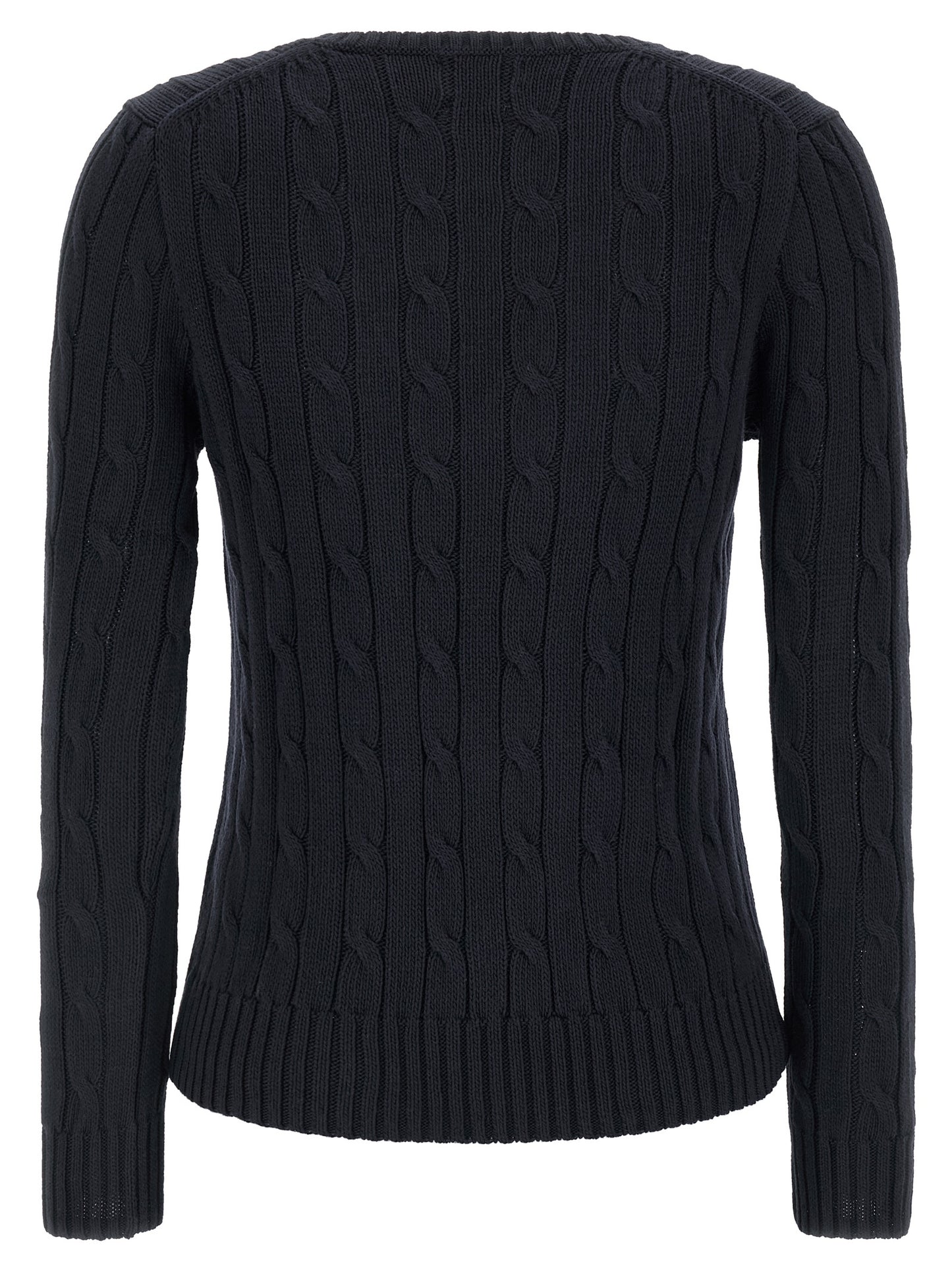 Cardigan by Polo Ralph Lauren for women in cotton blue, patterned & signature showcases a luxurious silhouette, meticulously detailed with a sophisticated v-neck neckline and for a refined finish.
