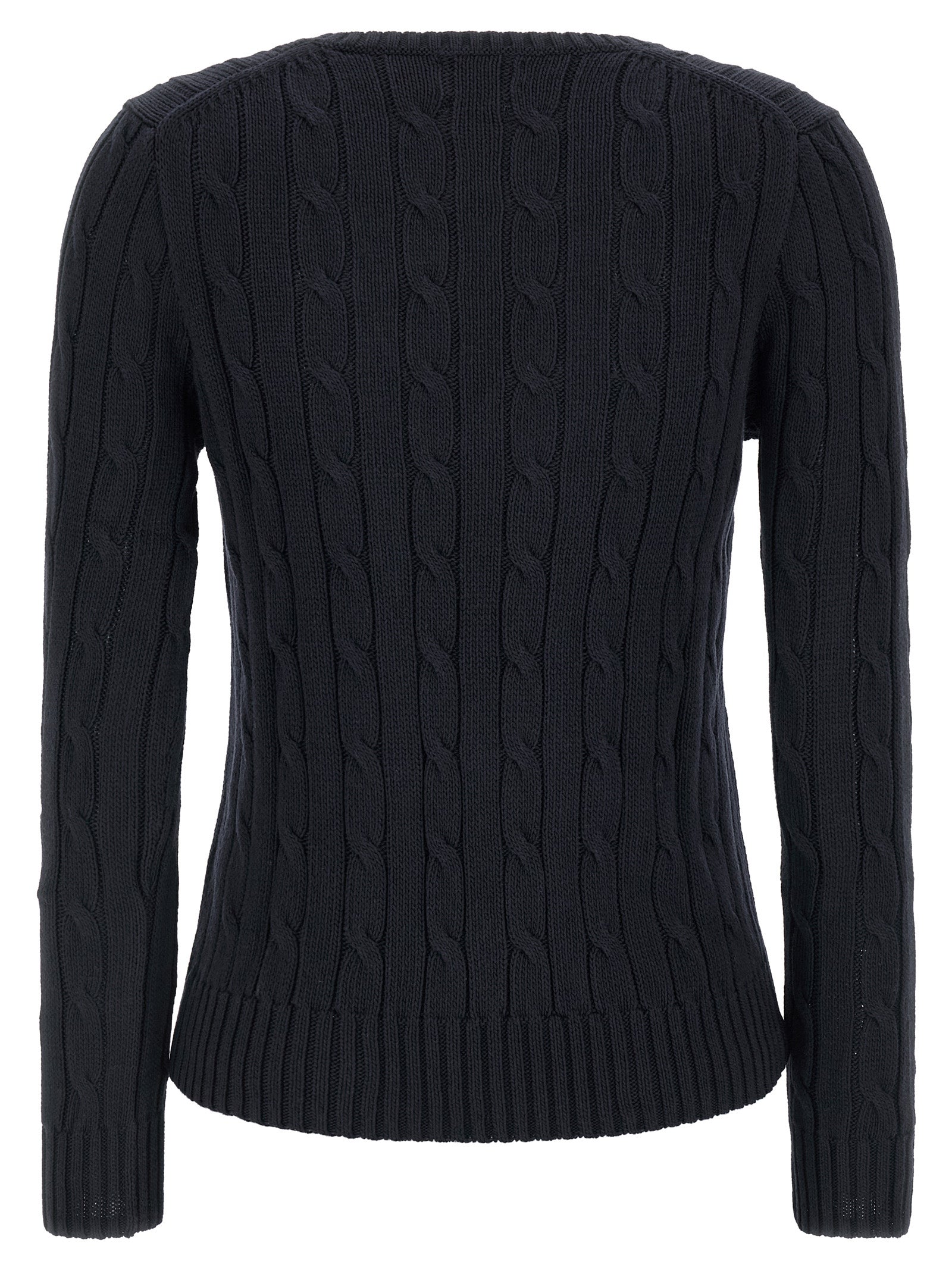 Cardigan by Polo Ralph Lauren for women in cotton blue, patterned & signature showcases a luxurious silhouette, meticulously detailed with a sophisticated v-neck neckline and for a refined finish.