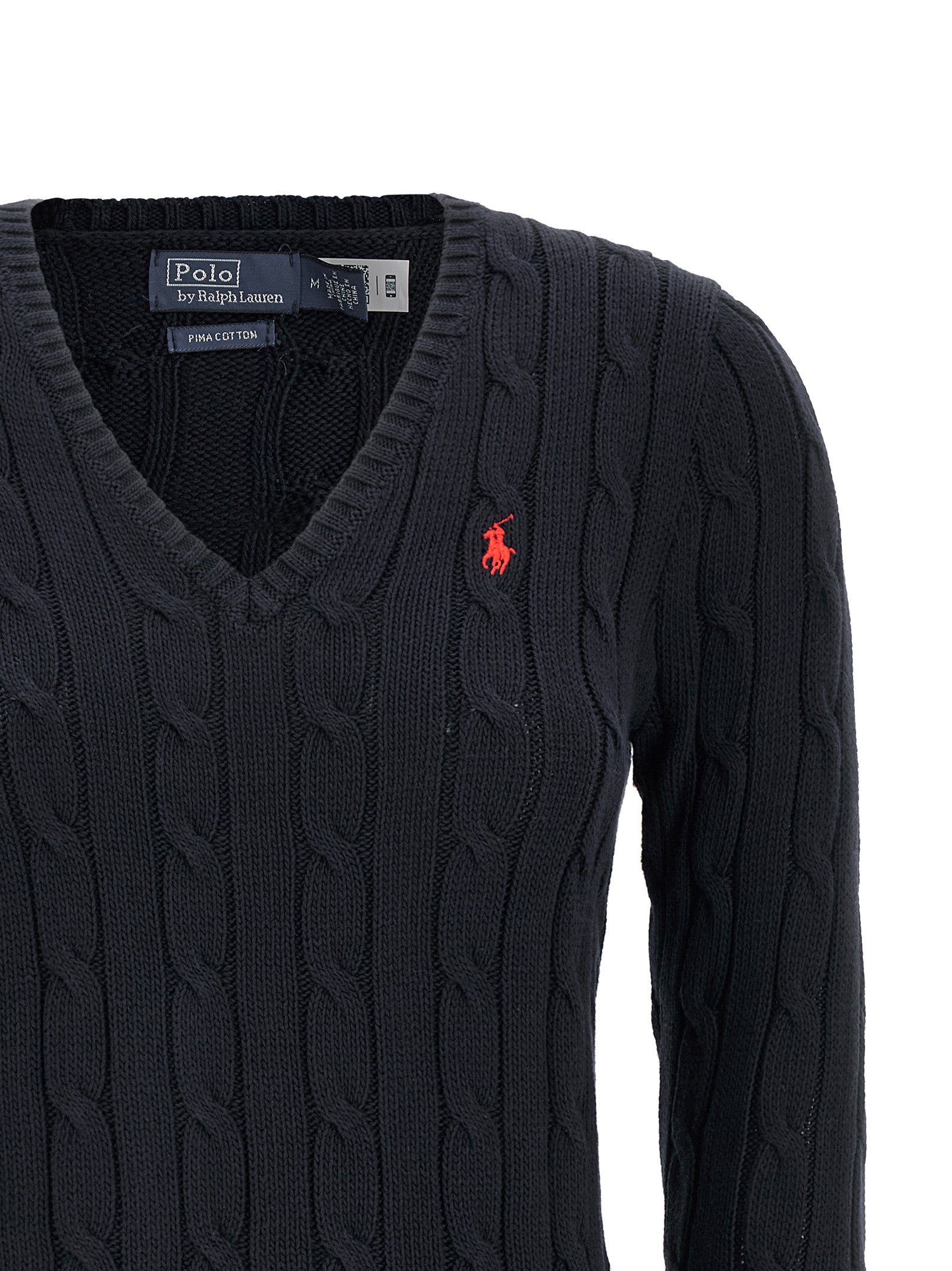 Cardigan by Polo Ralph Lauren for women in cotton blue, patterned & signature features a nuanced silhouette with a refined v-neck neckline and nuanced detailing for a sophisticated look.