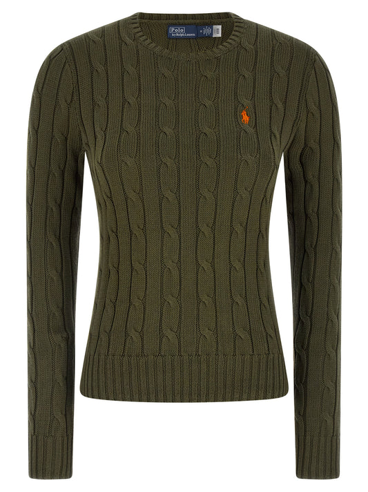 Cardigan by Polo Ralph Lauren for women in cotton bicolour, green & patterned presents a textural silhouette, artfully finished with a textural crew neckline and for a sophisticated, textural look.