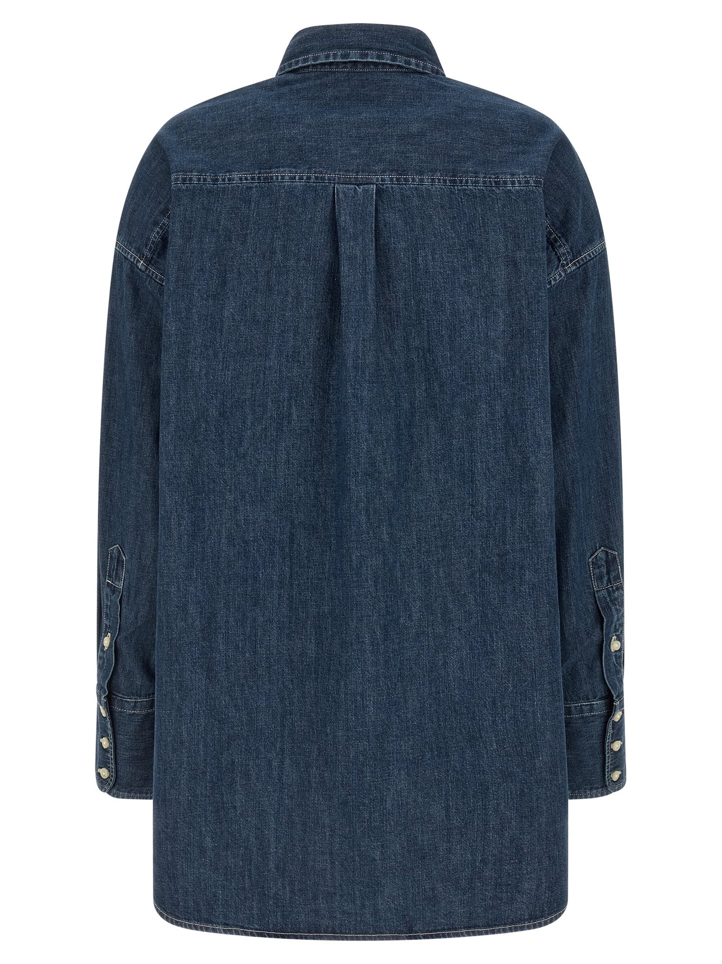 Blouse by Polo Ralph Lauren for women in denim cotton blue features an polished silhouette, showcasing a sophisticated and detail for a truly polished finish.