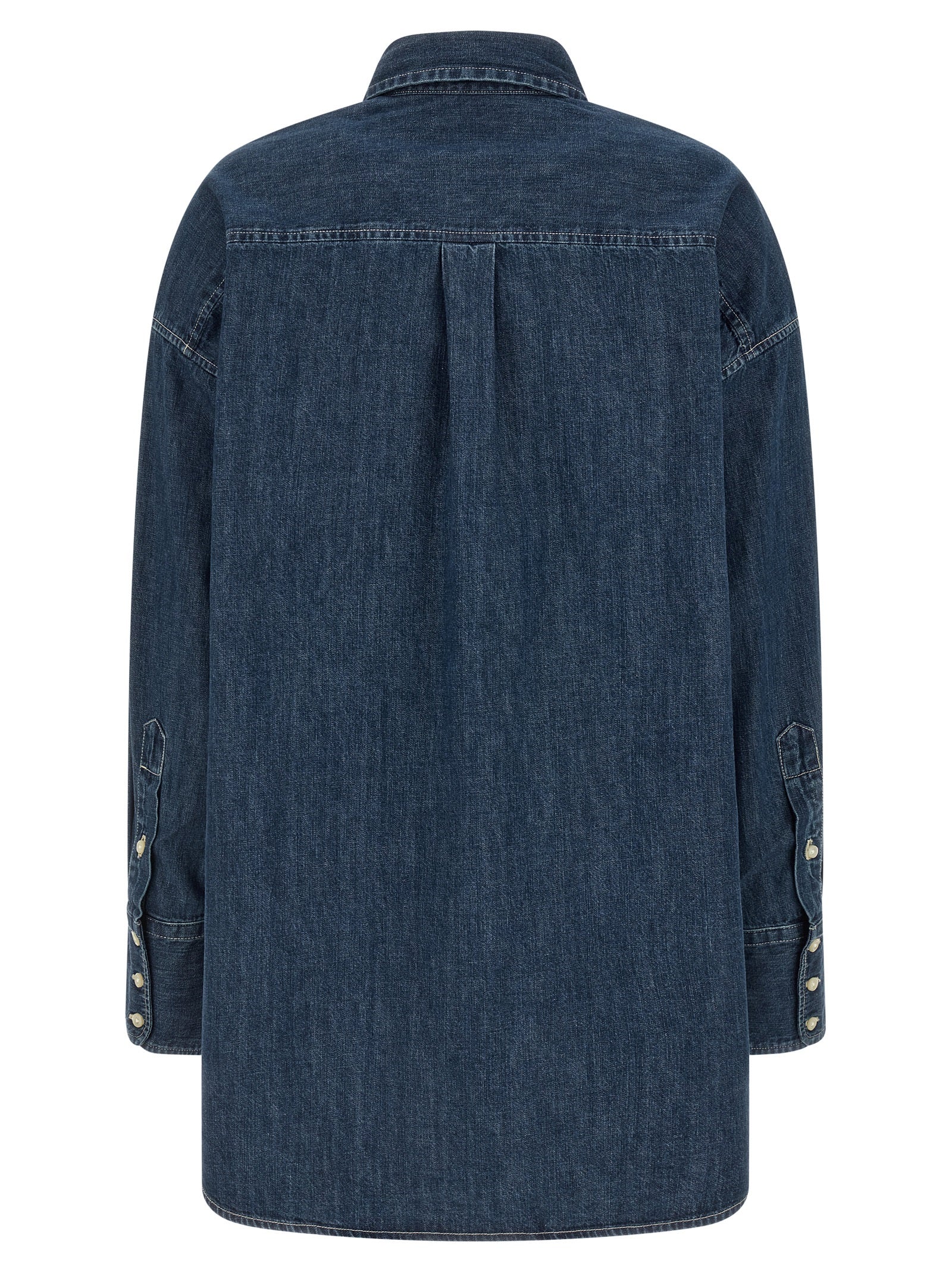 Blouse by Polo Ralph Lauren for women in denim cotton blue features an polished silhouette, showcasing a sophisticated and detail for a truly polished finish.