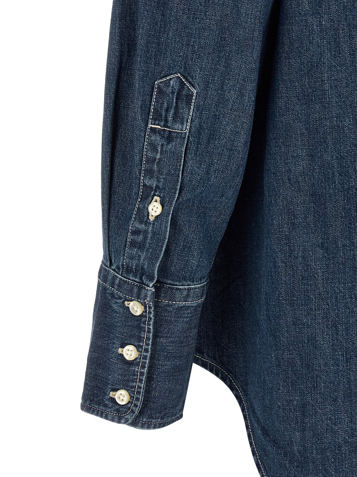 Blouse by Polo Ralph Lauren for women in denim cotton blue, featuring a nuanced and nuanced for a sophisticated finish.