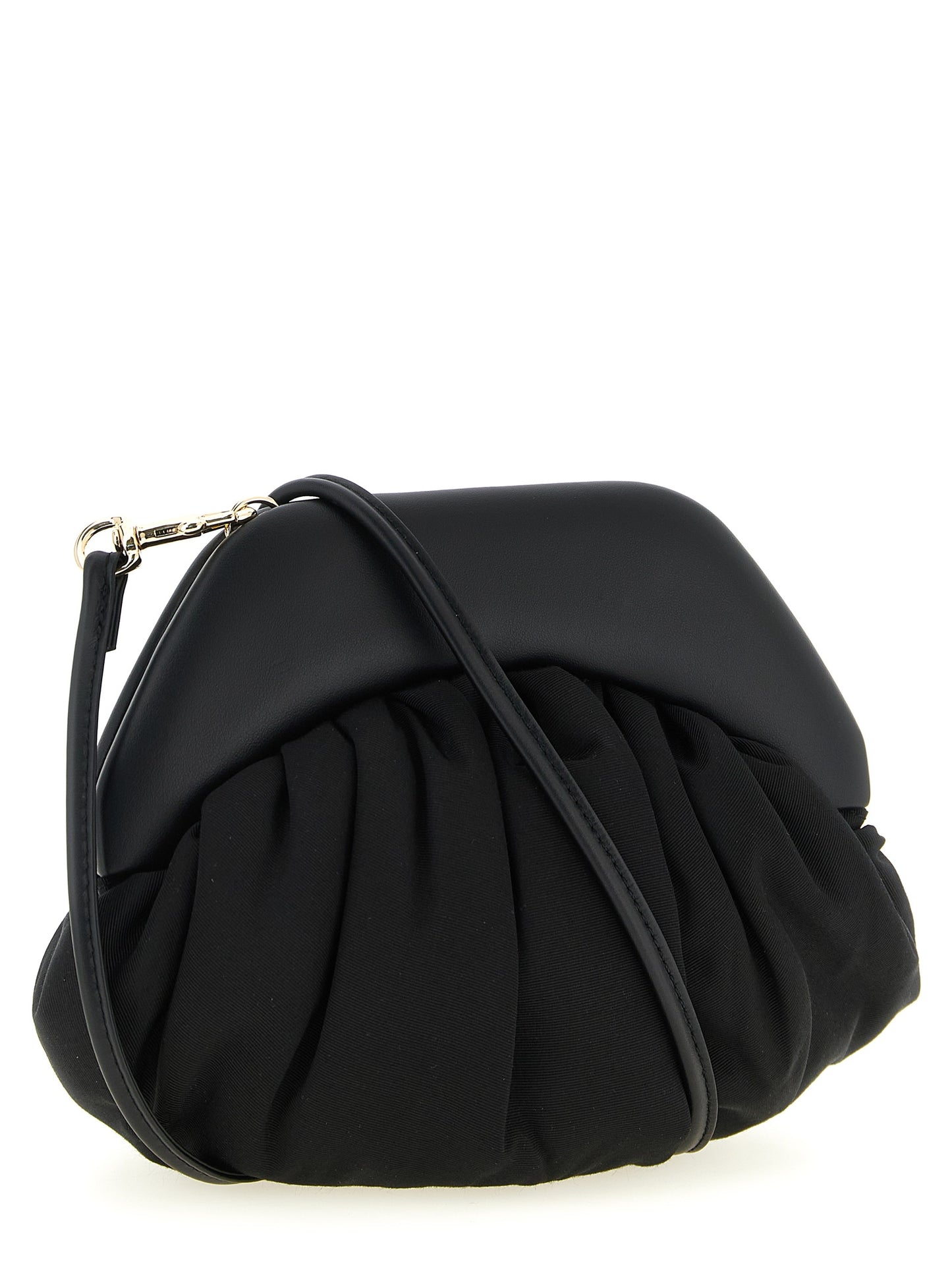 Shoulder Clutch Handbag by Vivienne Westwood for women in viscose & rubber black features a architectural silhouette, showcasing a secure magnetic, ample , and versatile shoulder-strap & handle for a architectural finish.