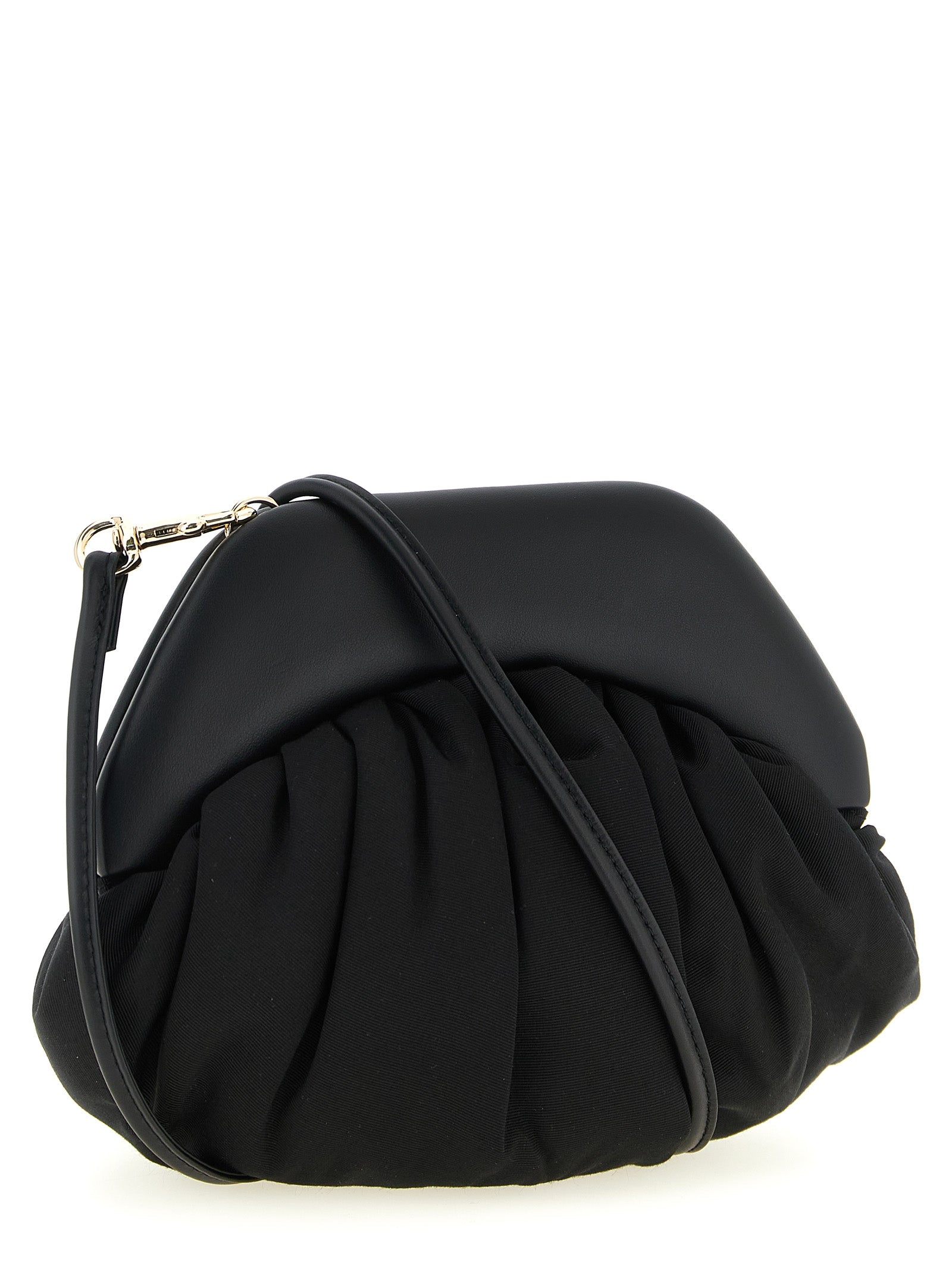 Shoulder Clutch Handbag by Vivienne Westwood for women in viscose & rubber black features a architectural silhouette, showcasing a secure magnetic, ample , and versatile shoulder-strap & handle for a architectural finish.