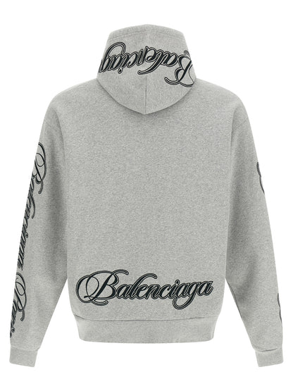 Sweatshirt Hoodie by Balenciaga for women in cotton gray showcases a city-ready silhouette, artfully detailed with a signature hooded neckline and for a city-ready finish.