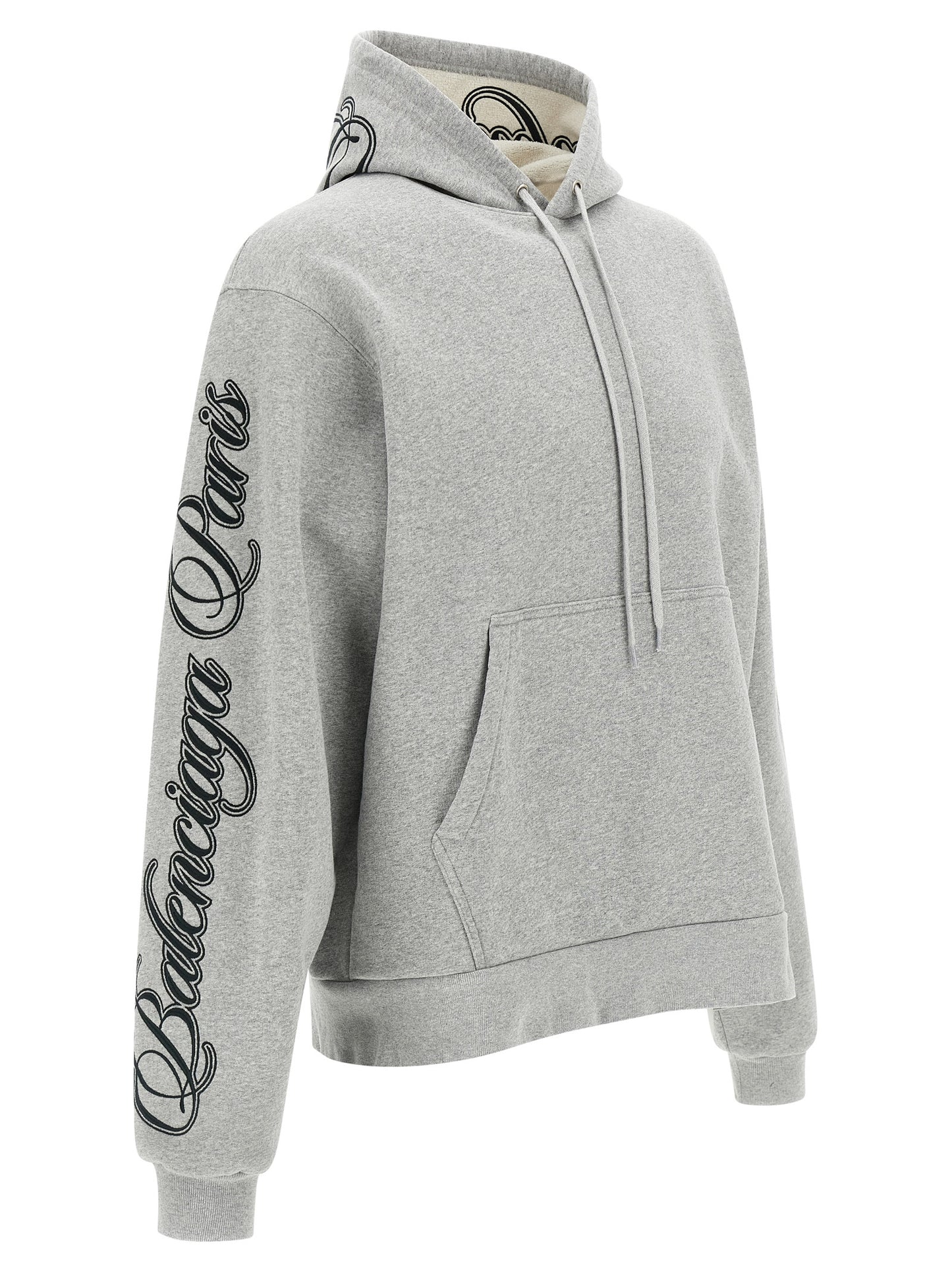 Sweatshirt Hoodie by Balenciaga for women in cotton gray features an luminous silhouette, showcasing a sophisticated hooded neckline and for a truly luminous look.