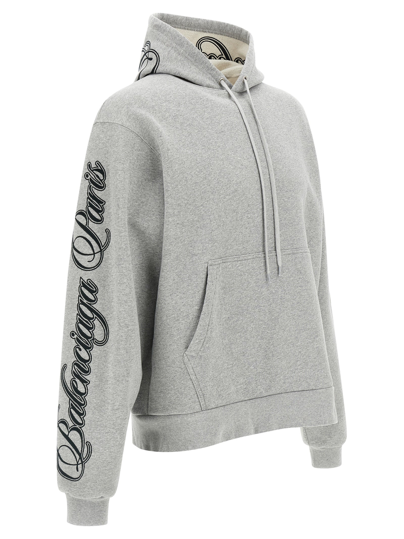 Sweatshirt Hoodie by Balenciaga for women in cotton gray features an luminous silhouette, showcasing a sophisticated hooded neckline and for a truly luminous look.