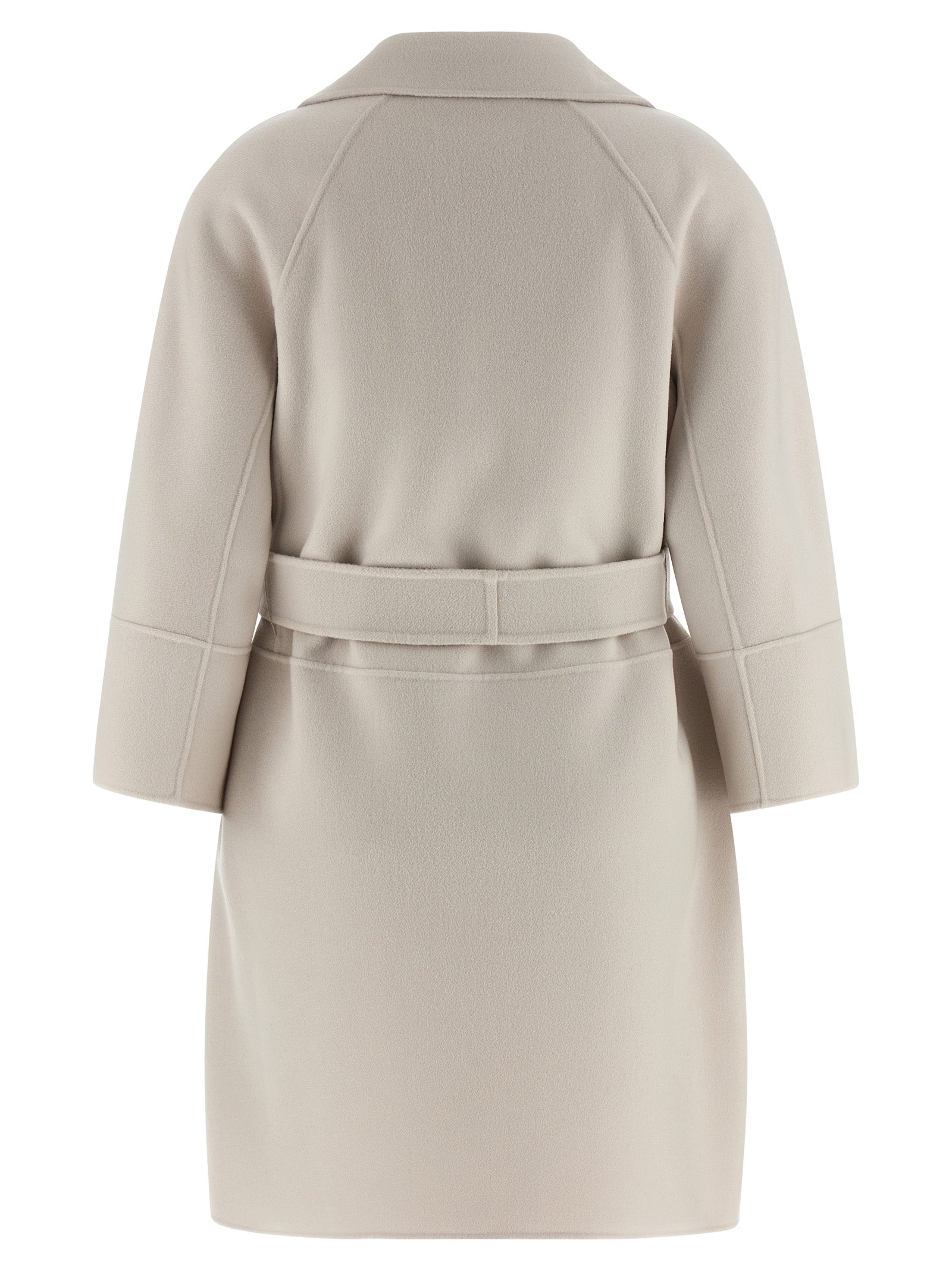 Trench Coat by S Max Mara for women in virgin wool beige presents a utilitarian silhouette, showcasing a utilitarian wrap neckline and sophisticated for a truly utilitarian look.