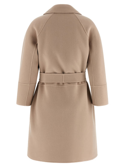 This S Max Mara women virgin wool Trench Coat in beige presents a high style silhouette, meticulously detailed with and a high style wrap neckline for a sophisticated, timeless look.