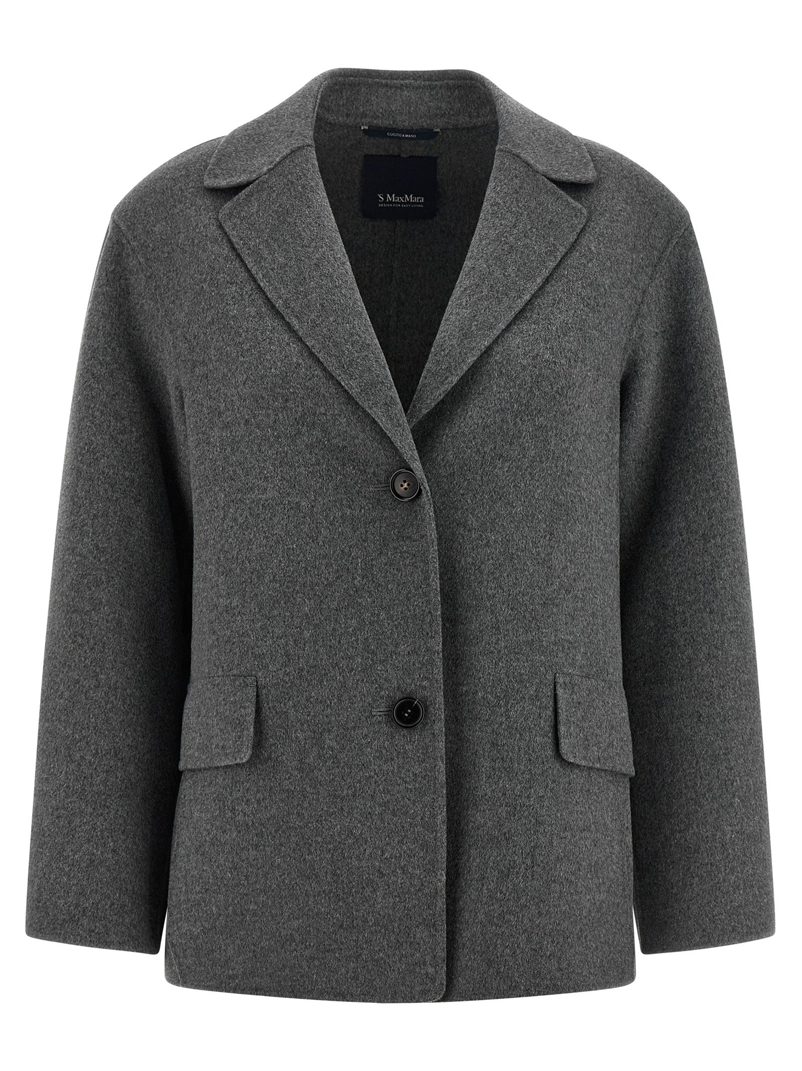 Blazer by S Max Mara for women in virgin wool gray features an sartorial silhouette, showcasing a sophisticated lapel neckline and sartorial for a truly sartorial finish.