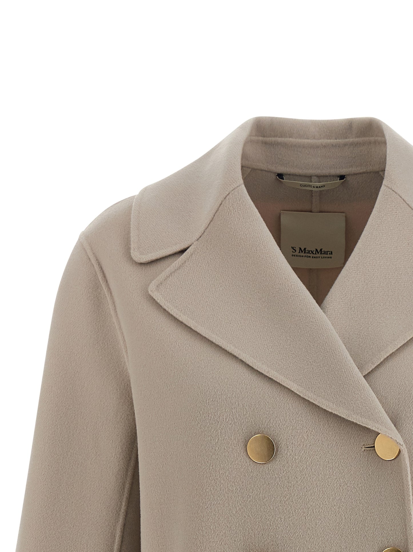 Jacket by S Max Mara for women in virgin wool beige showcases a enveloping silhouette, artfully detailed with a enveloping split lapel neckline and premium pockets for a truly enveloping finish.
