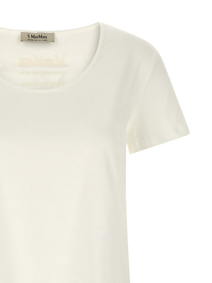 T-Shirt by S Max Mara for women in cotton white showcases a dramatic silhouette, elegantly detailed with a dramatic and for a truly dramatic finish.