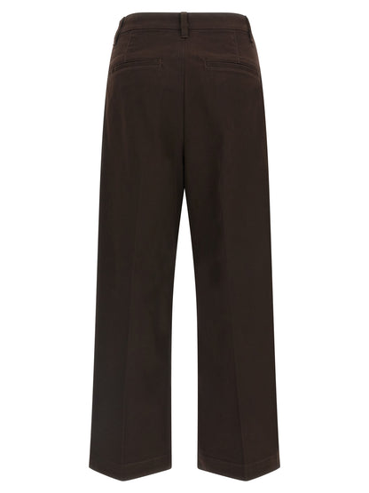 Chinos Pants by Polo Ralph Lauren for women in stretch cotton twill brown features an perennial flared & wide and long, expertly tailored with a perennial for a refined silhouette.