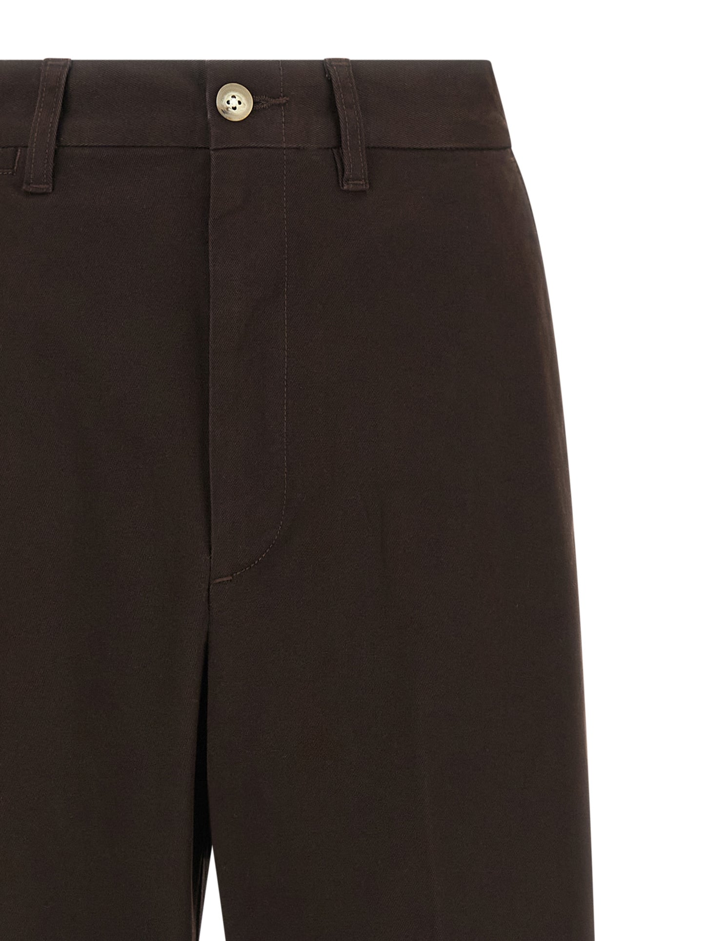 Chinos Pants by Polo Ralph Lauren for women in stretch cotton twill brown presents a sartorial luxe silhouette, showcasing a sophisticated flared & wide with a long and for a premium, sartorial luxe finish.