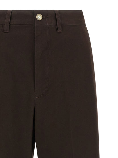 Chinos Pants by Polo Ralph Lauren for women in stretch cotton twill brown presents a sartorial luxe silhouette, showcasing a sophisticated flared & wide with a long and for a premium, sartorial luxe finish.
