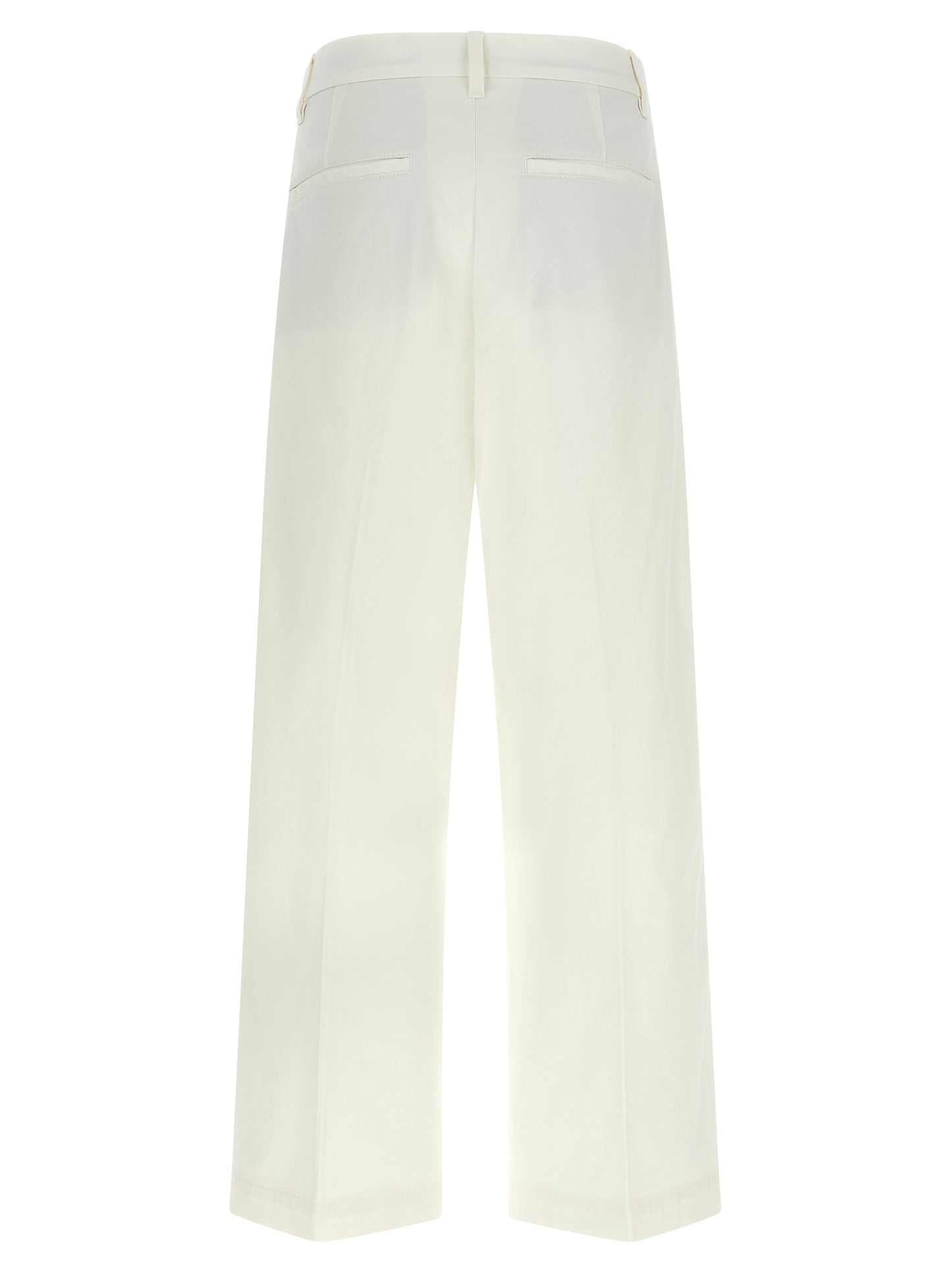 Chinos Pants by Polo Ralph Lauren for women in stretch cotton twill white features an sharp flared, wide & cropped and cropped with a , highlighting a sharp silhouette for a sophisticated look.
