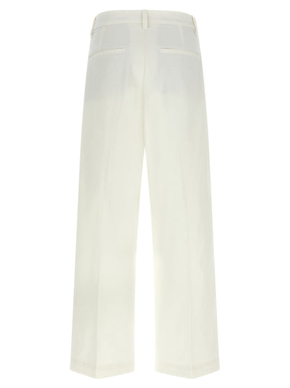 Chinos Pants by Polo Ralph Lauren for women in stretch cotton twill white features an sharp flared, wide & cropped and cropped with a , highlighting a sharp silhouette for a sophisticated look.