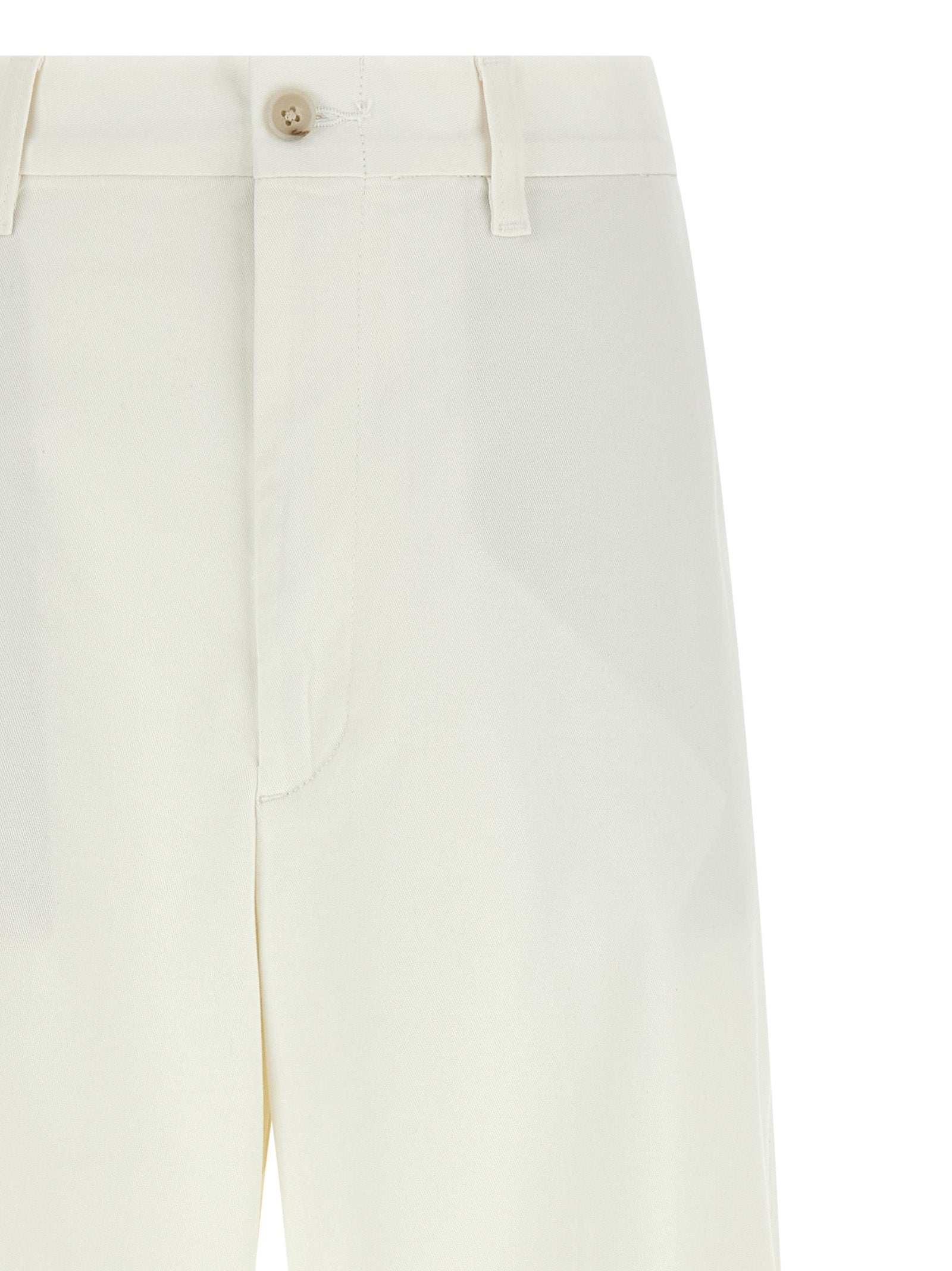 Chinos Pants by Polo Ralph Lauren for women in stretch cotton twill white features an utilitarian-chic silhouette, showcasing a utilitarian-chic flared, wide & cropped with a cropped cut and for a refined look.