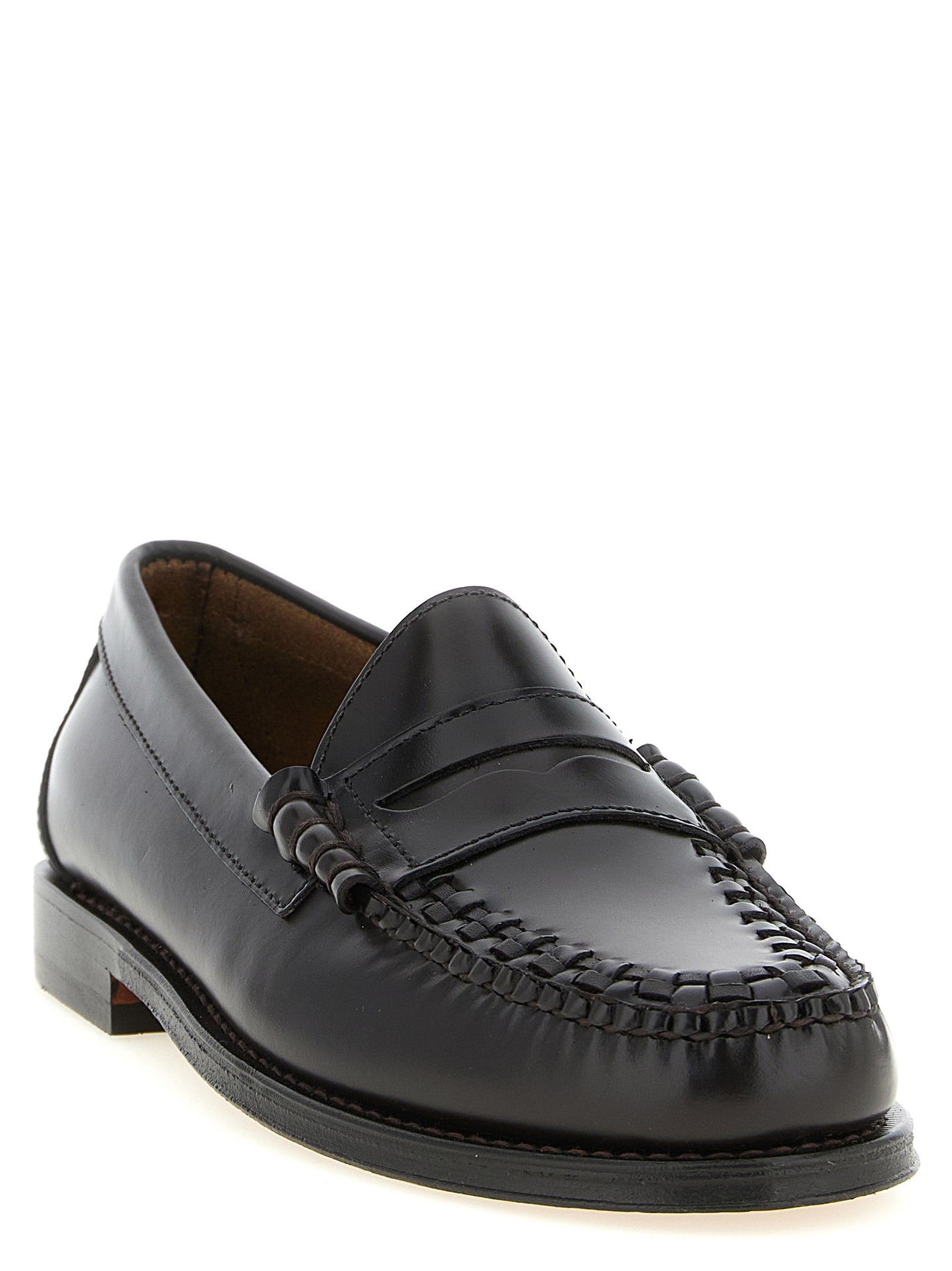 Loafer Slip-On Shoes by G.H. BASS for men in cowhide leather brown features an ergonomic silhouette, perfectly showcasing Men's Cowhide Leather Loafer Slip-On Shoes with its distinct and elegant moc toe style.