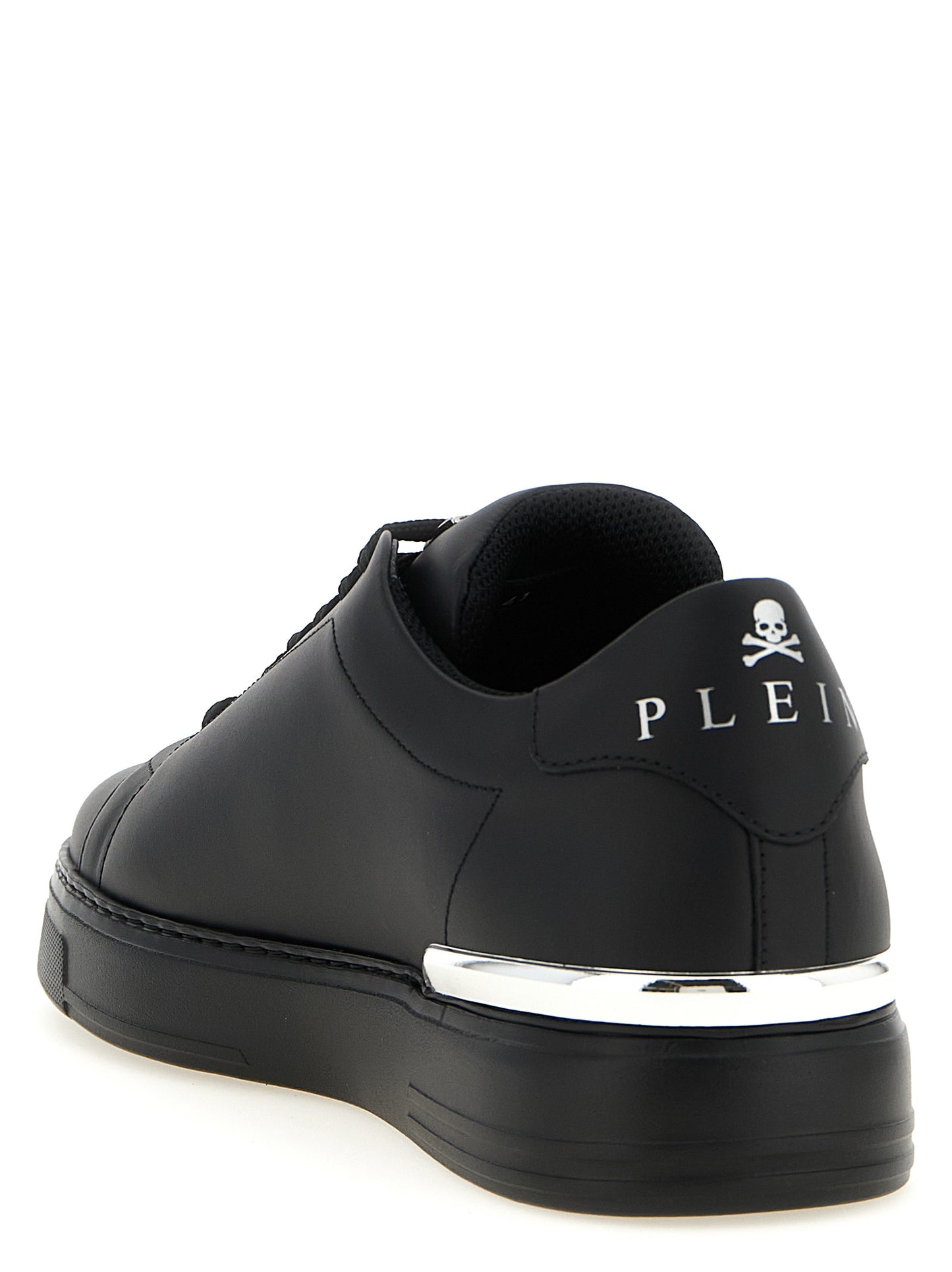 Sneakers by Philipp Plein for men in calfskin leather black & print presents a sumptuous silhouette, artfully capturing the essence of the Men's Low Top Calfskin Leather Sneakers with its sumptuous low-top style design.