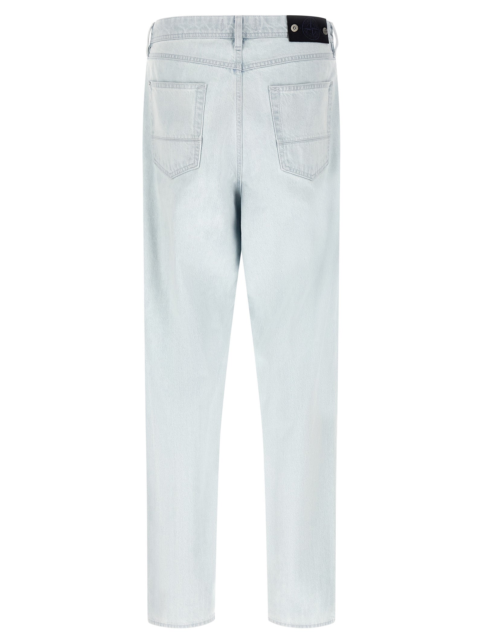 Jeans by Stone Island for men in denim cotton indigo & light-blue features an refined tailoring silhouette, showcasing a premium straight-leg, relaxed-fit & wide with a and long cut for a refined tailoring look.