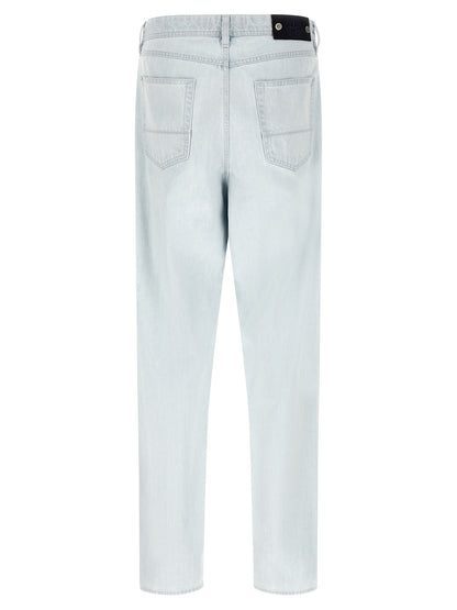 Jeans by Stone Island for men in denim cotton indigo & light-blue features an refined tailoring silhouette, showcasing a premium straight-leg, relaxed-fit & wide with a and long cut for a refined tailoring look.