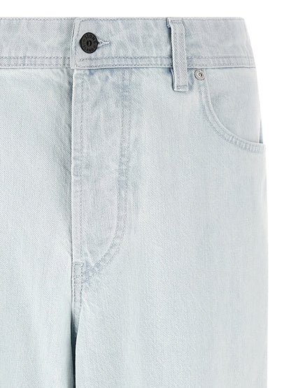 Jeans by Stone Island for men in denim cotton indigo & light-blue presents a tailored silhouette, showcasing a tailored straight-leg, relaxed-fit & wide and long cut with a refined for a truly tailored aesthetic.