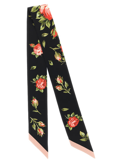 Scarf by Dolce & Gabbana for women in silk twill black, rose & print showcases a eye catching silhouette, artfully capturing the essence of the eye catching Silk Twill Scarf design for a sophisticated look.